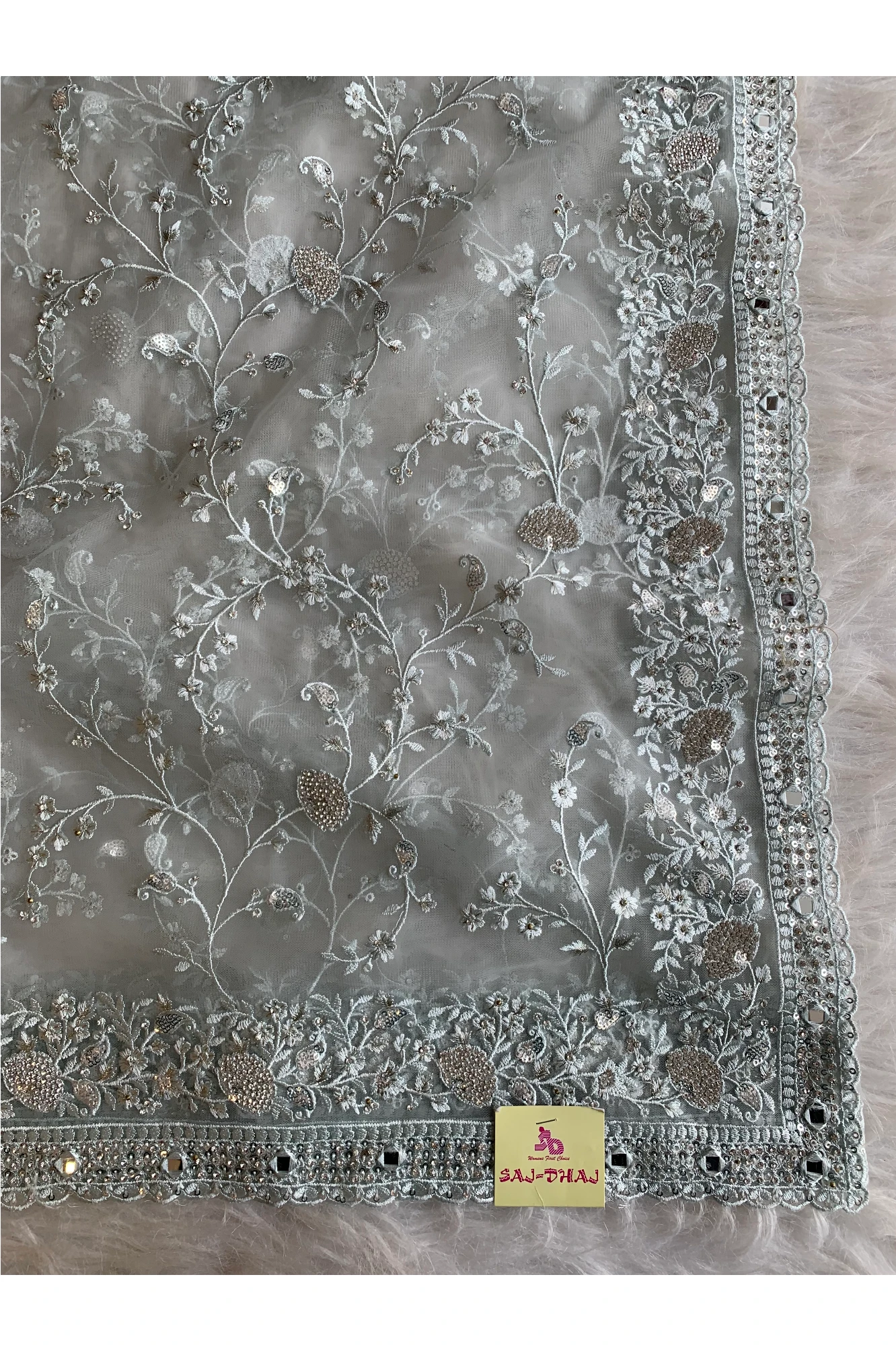 Sea Blue Net Saree 5292 15
