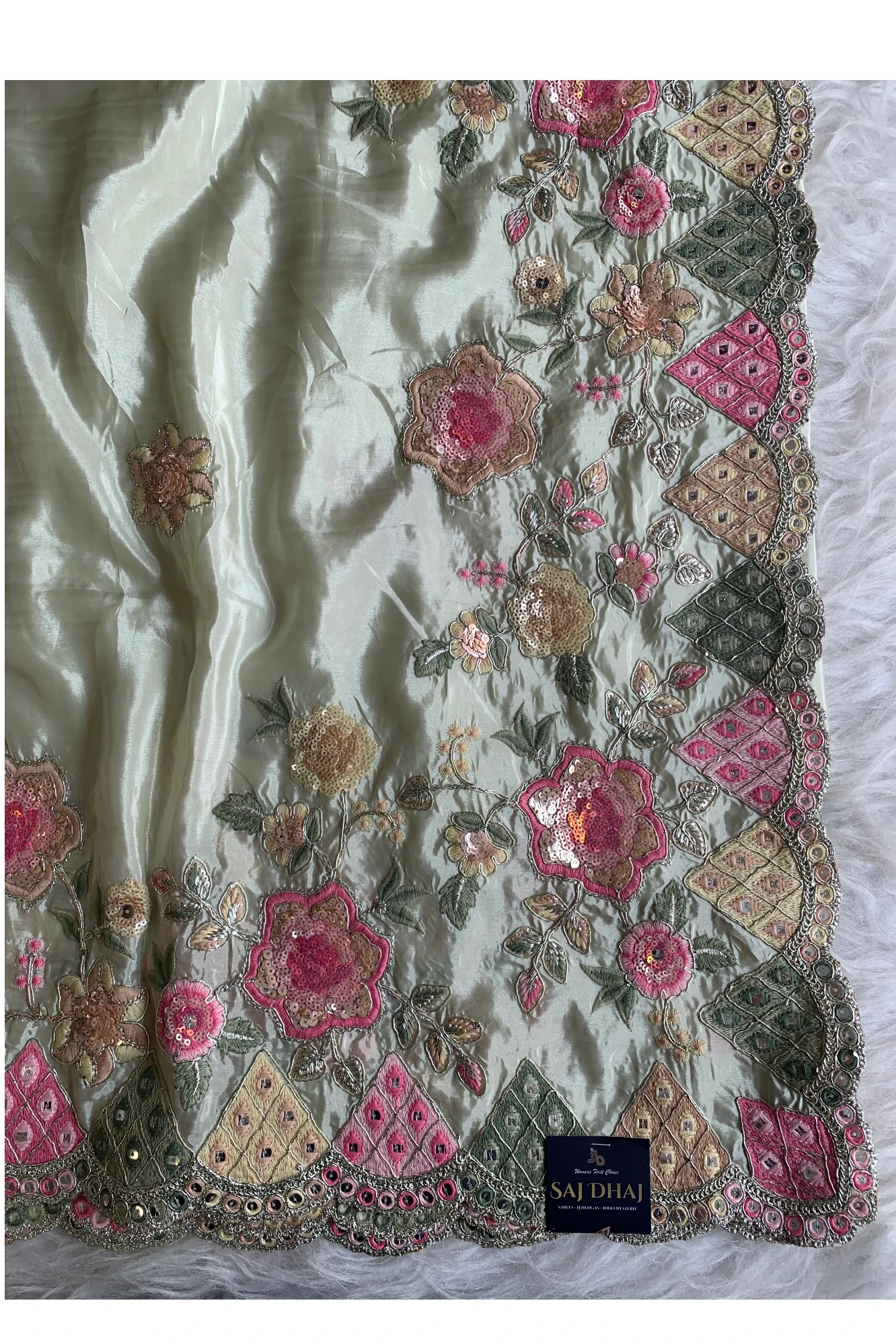 Pista Green Habutai Silk Saree 5786 13
