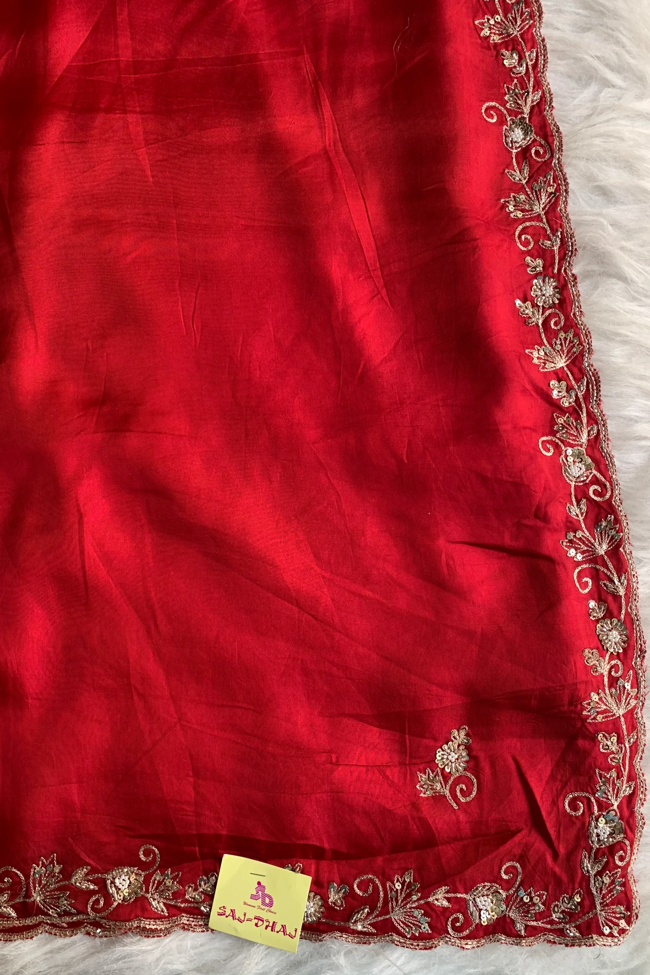 Red Russian Silk Saree 5660 03