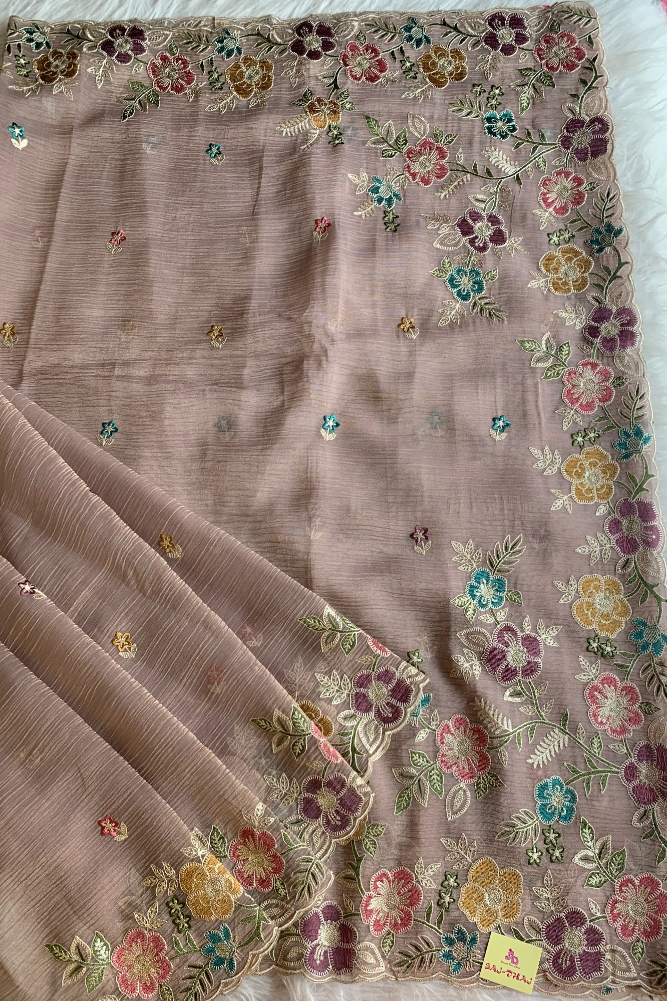 Dusty Purple Crush Tissue Organza Floral Saree 5773 04