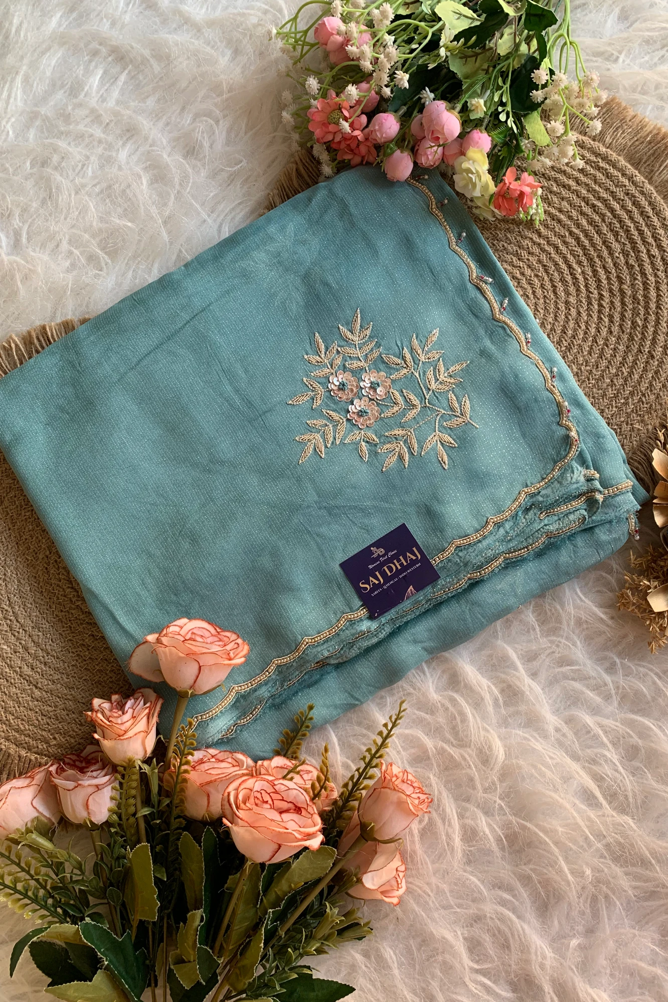 Blue Soft Organza Saree 5848 04