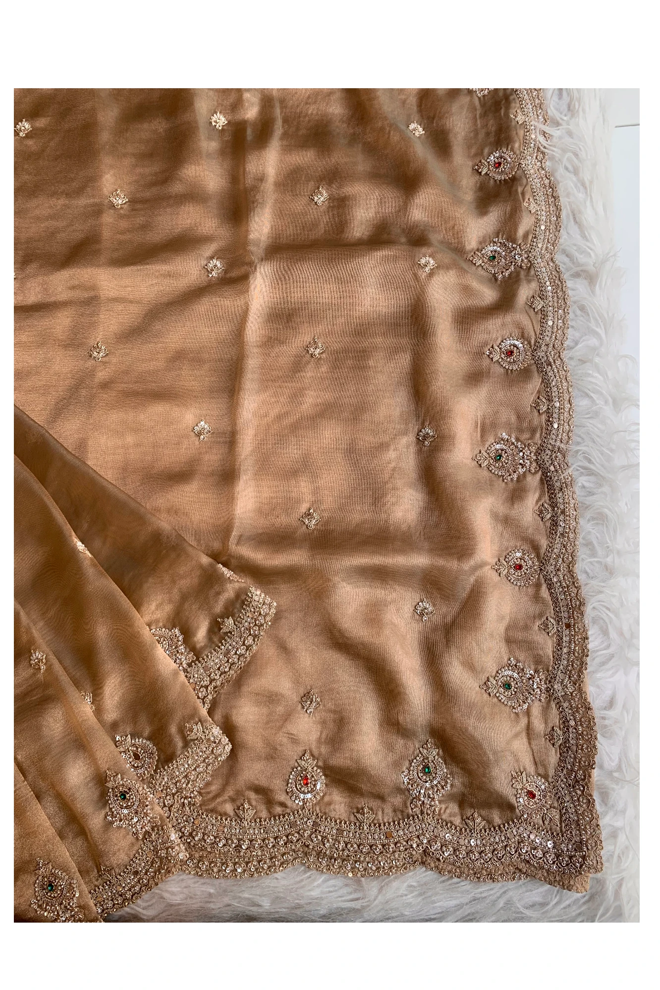 Gold Tissue Organza Saree 5775 03