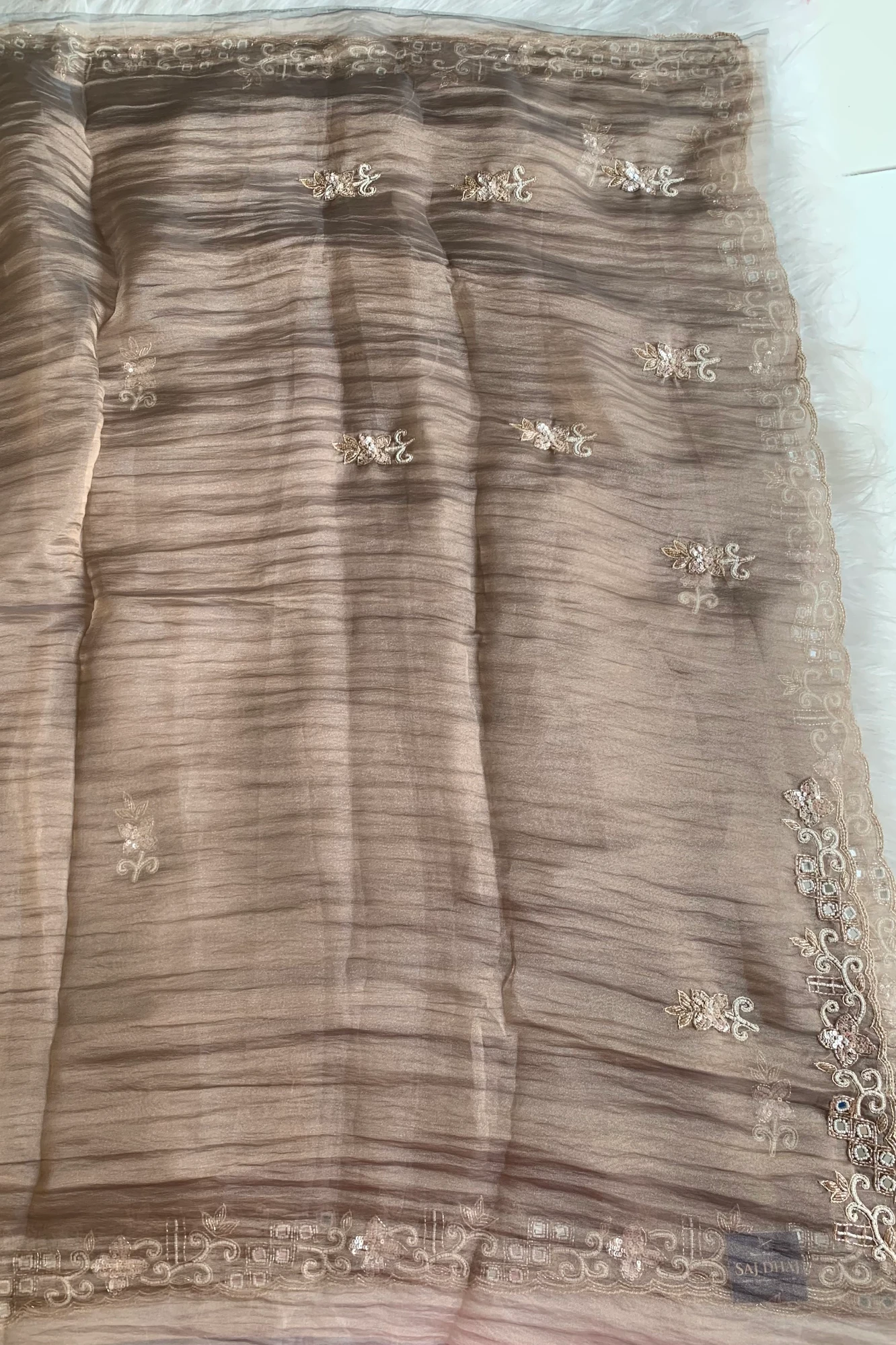 Beige Crush Saree 5850 07
