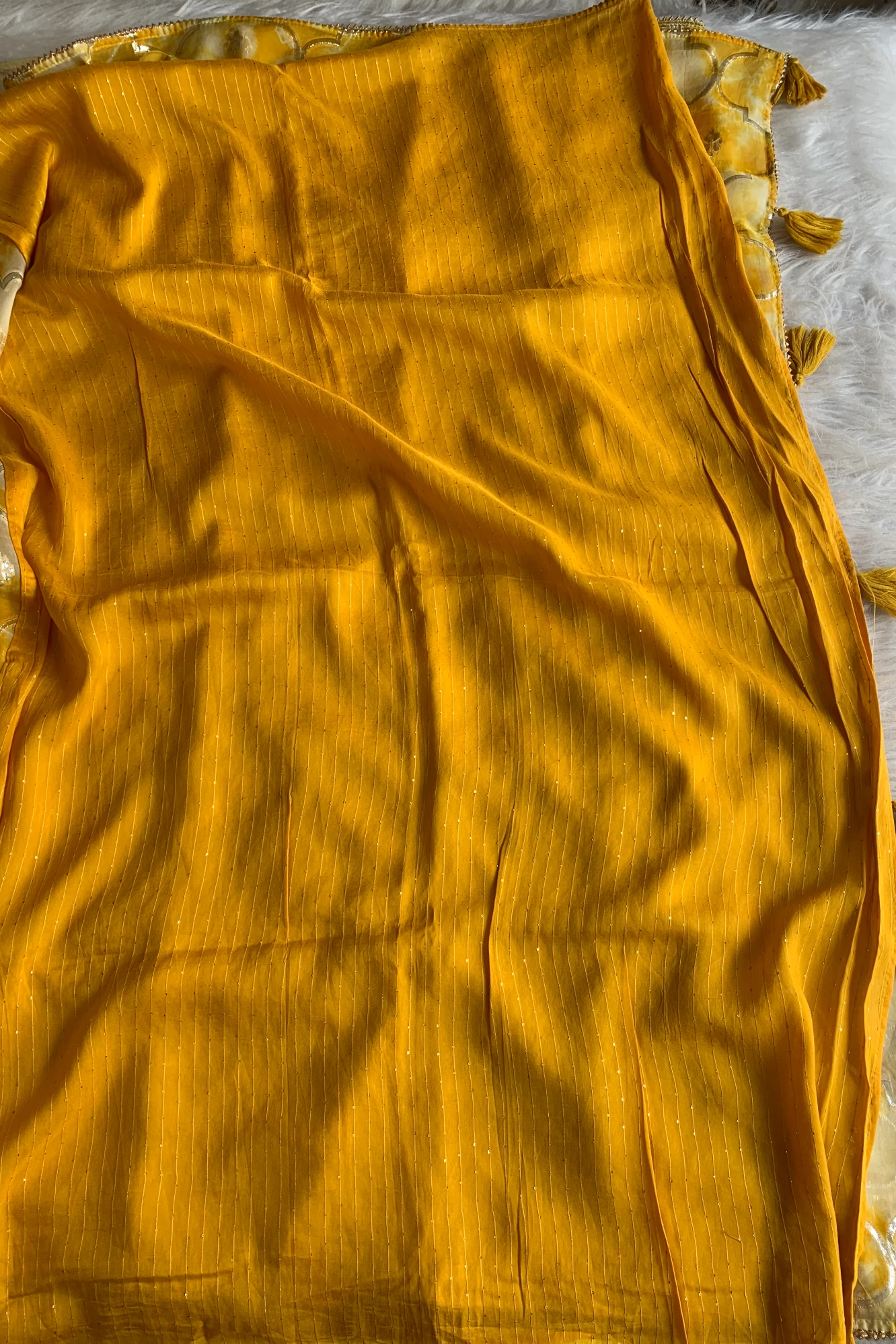 Lemon Yellow Gota Patti Organza Saree 4595 11