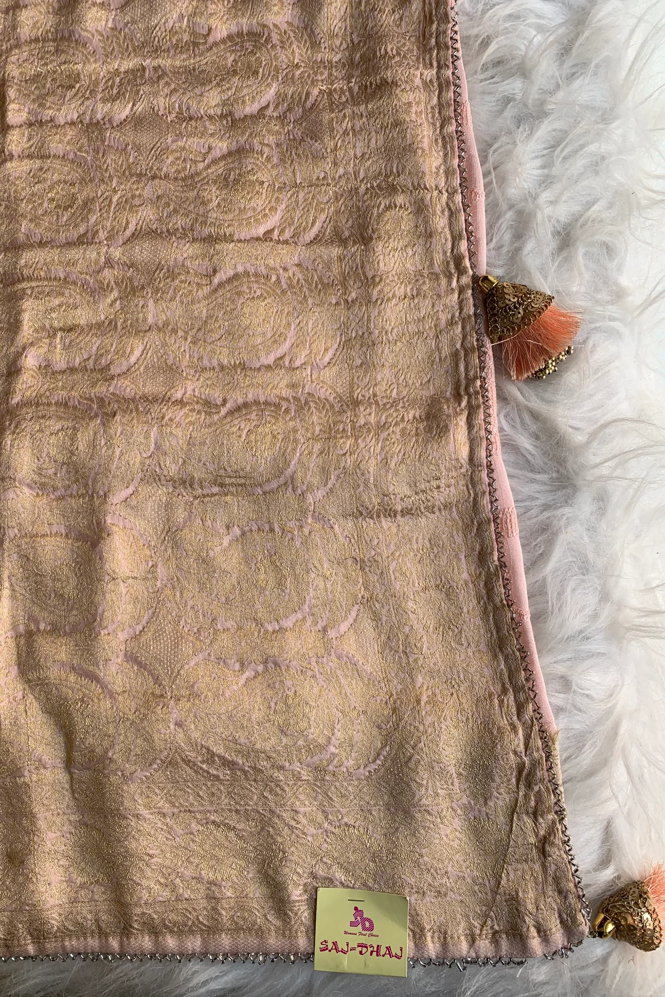 Peach Russian Silk Saree 4669 07