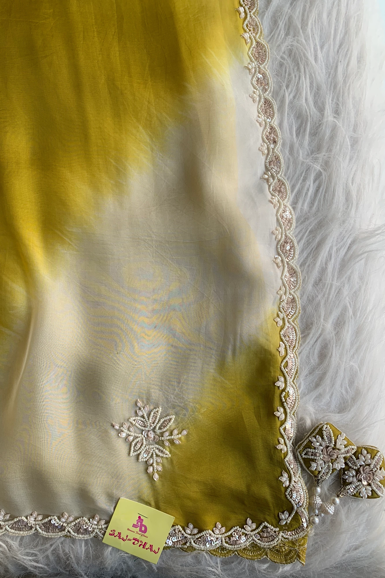 Ombre Shaded Embellished Organza Saree 5650 07