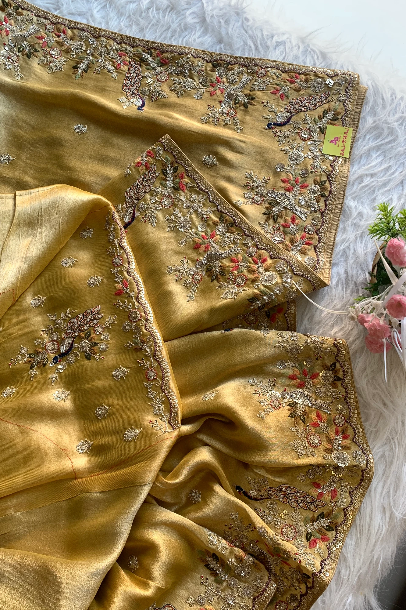 Mustard Yellow Kanchipuram Tissue Saree 5687 18