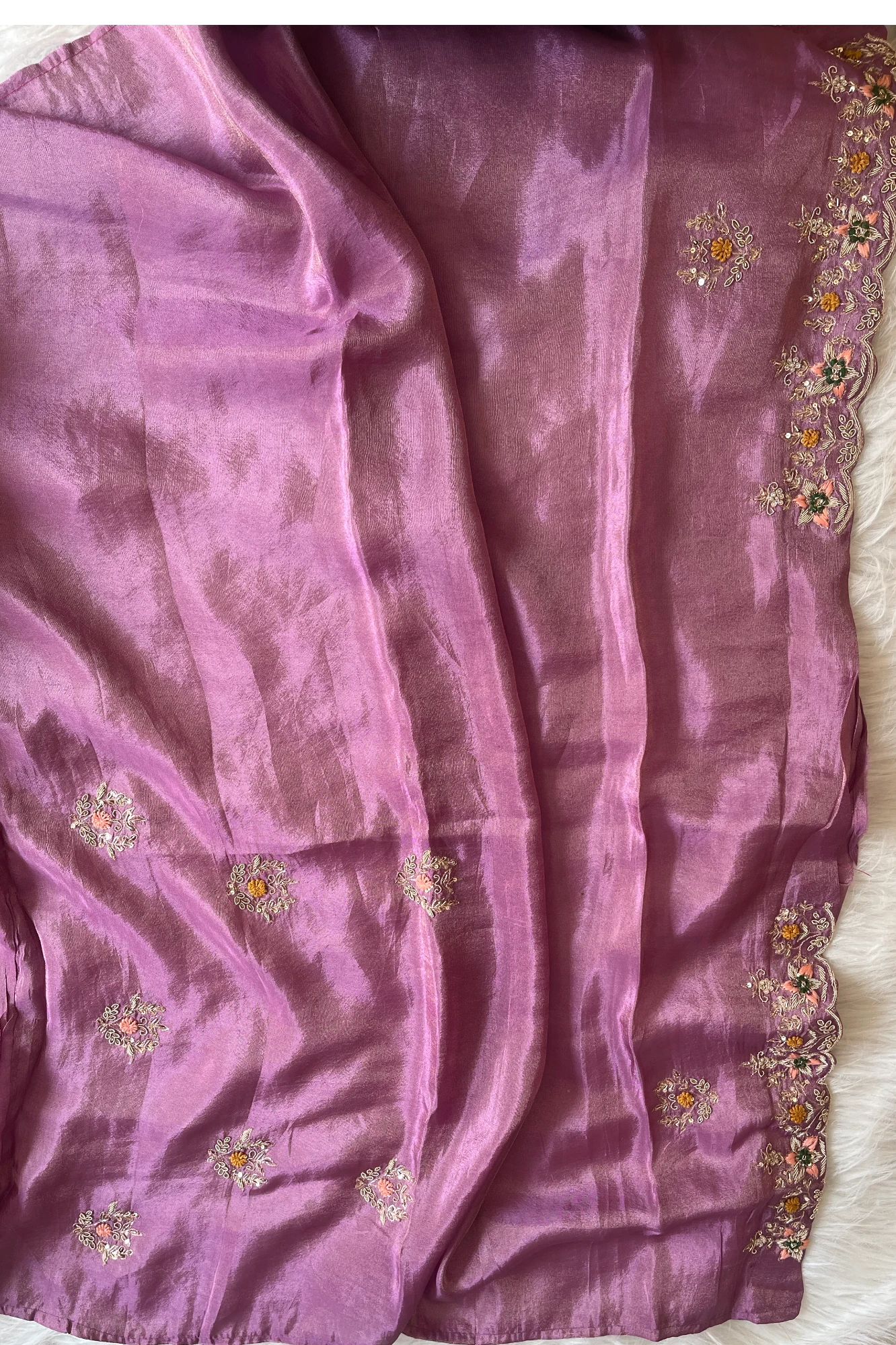Lilac Tissue Embroidered Saree 5702 01