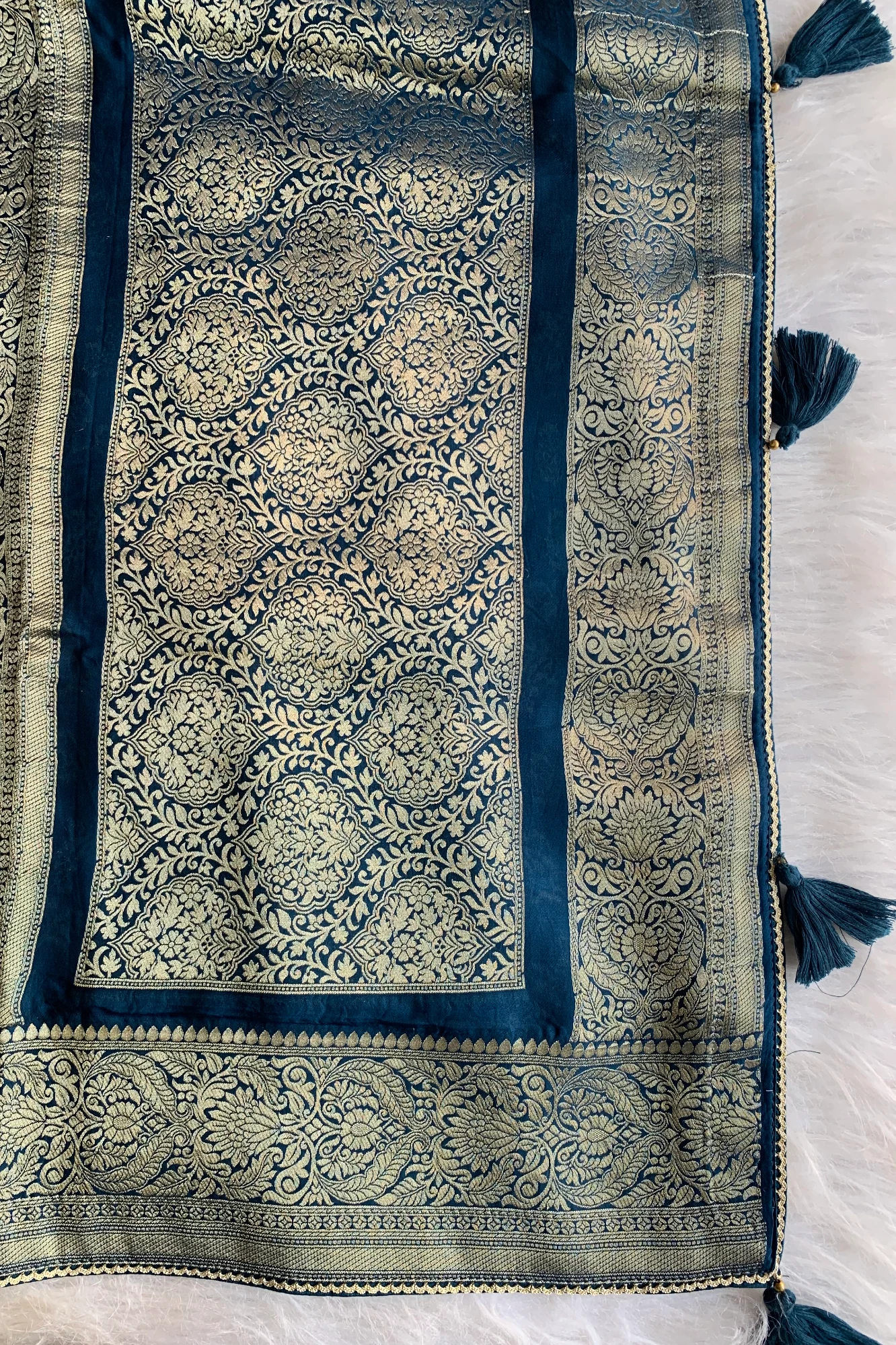 Peacock Blue Kanchi Banarasi Saree 5176 08