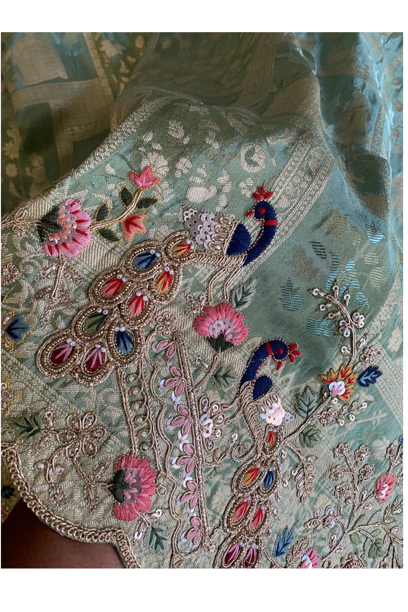 Green Banarasi Silk Saree 5777 09