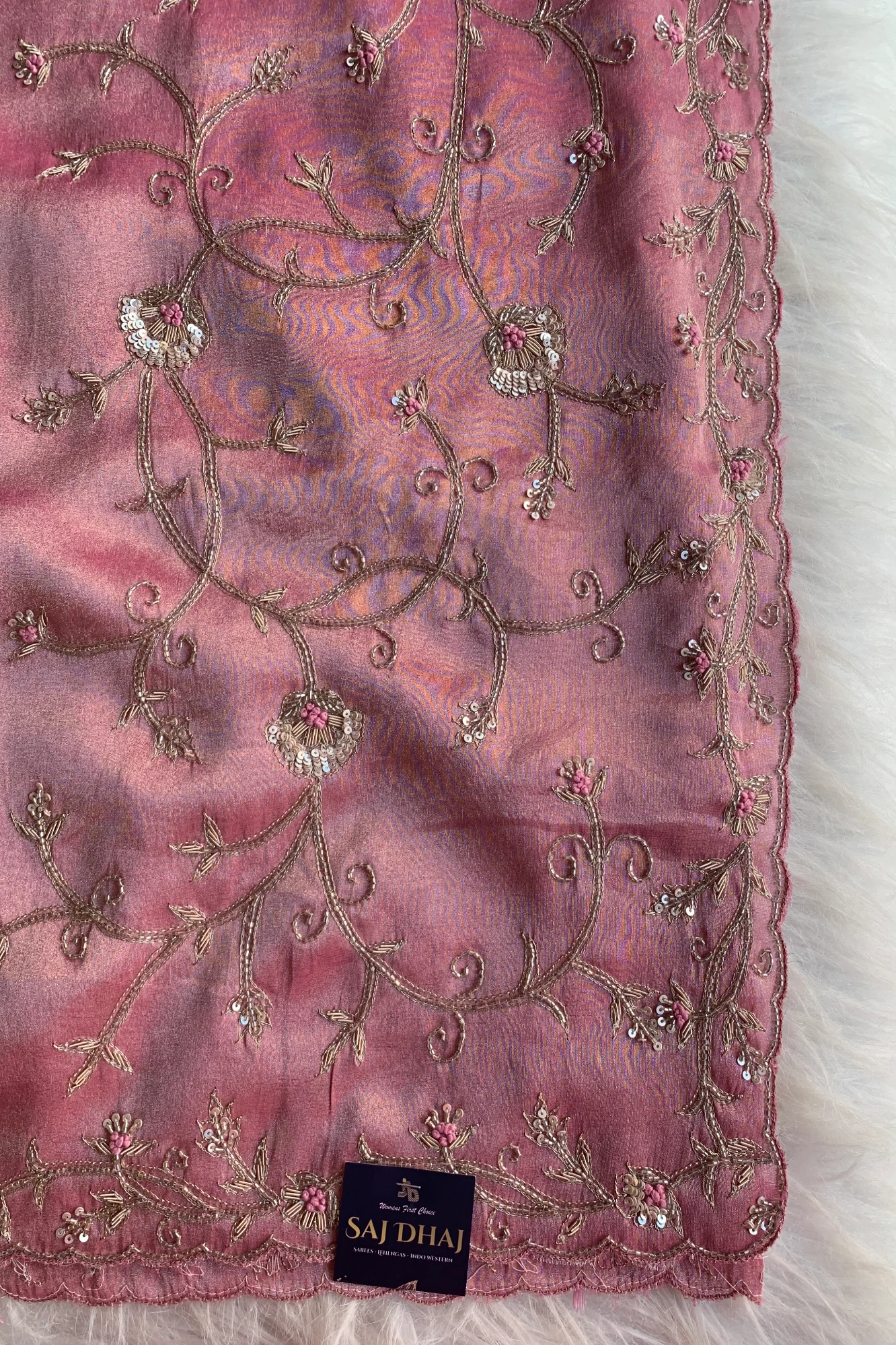 Onion Pink Tissue Saree 5792 02