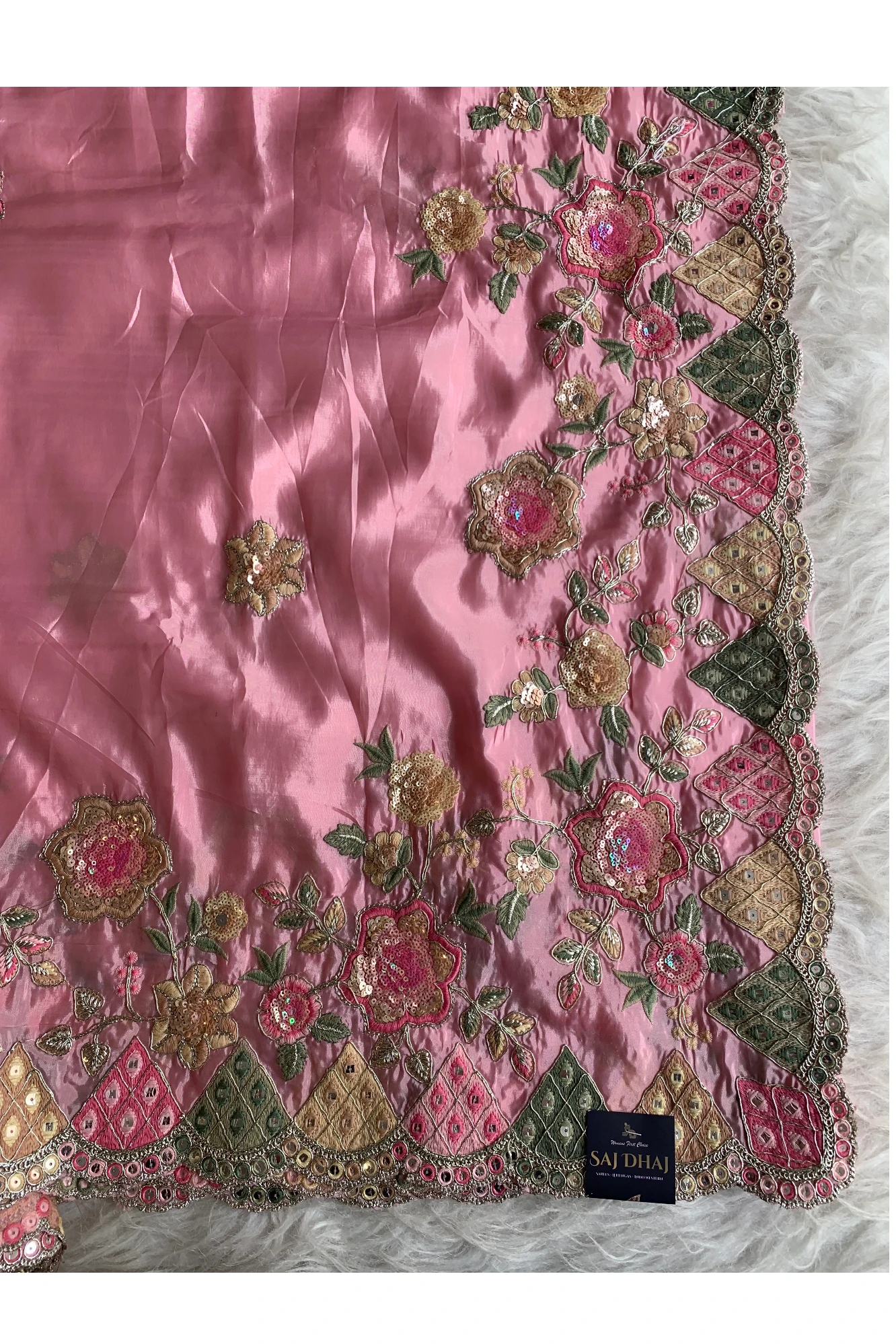 Baby Pink Habutai Silk Saree 5786 13