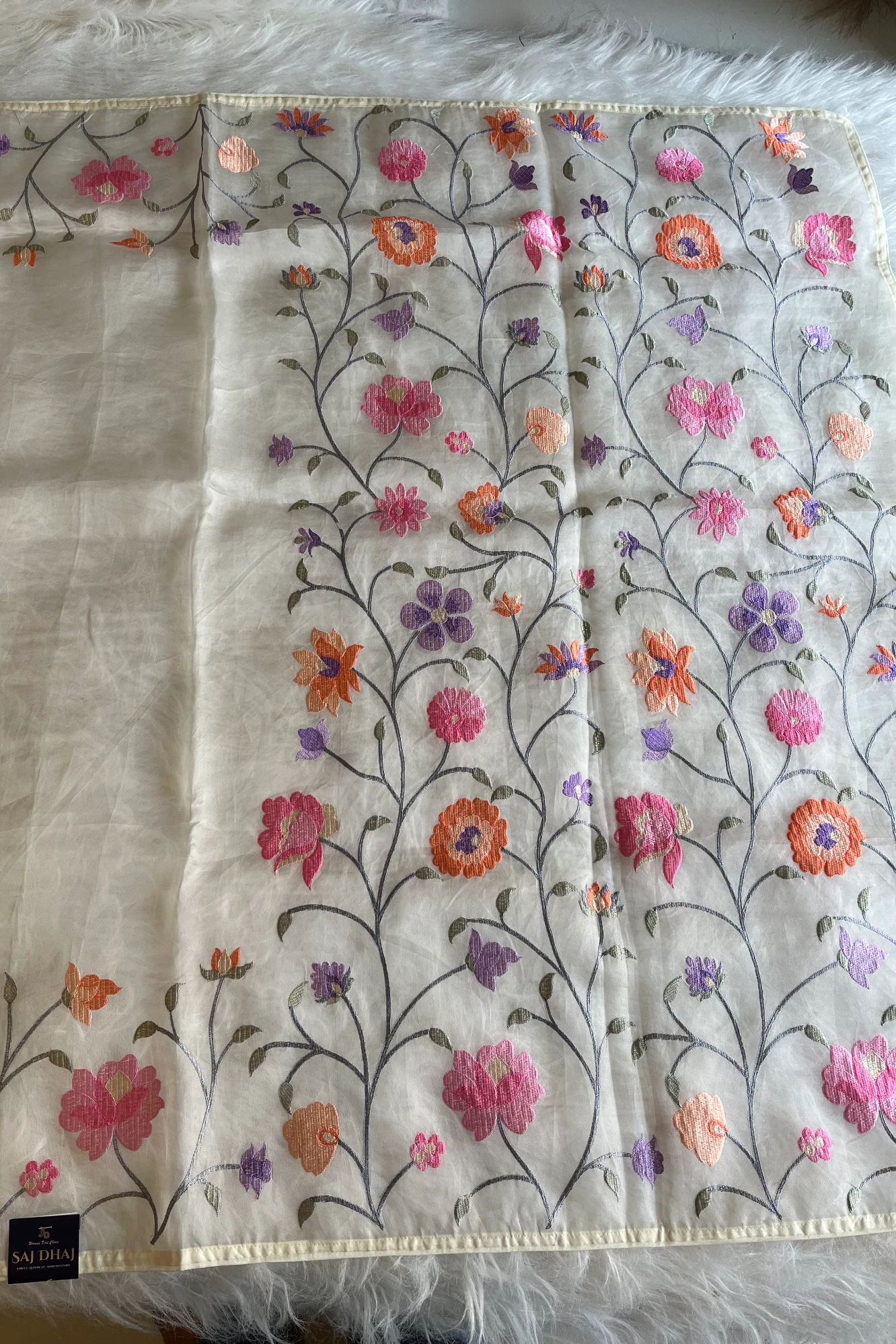 White Kora Organza Saree 5781 10