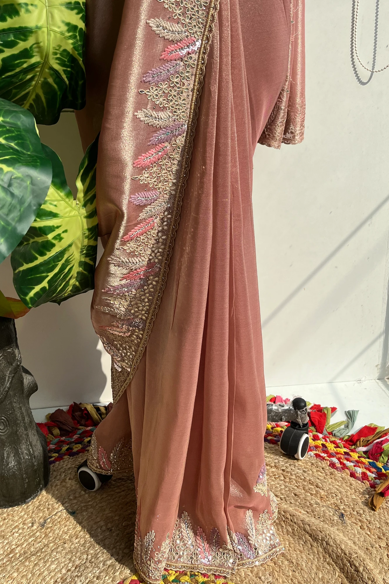 Rose Gold Designer Tissue Saree 5518 11