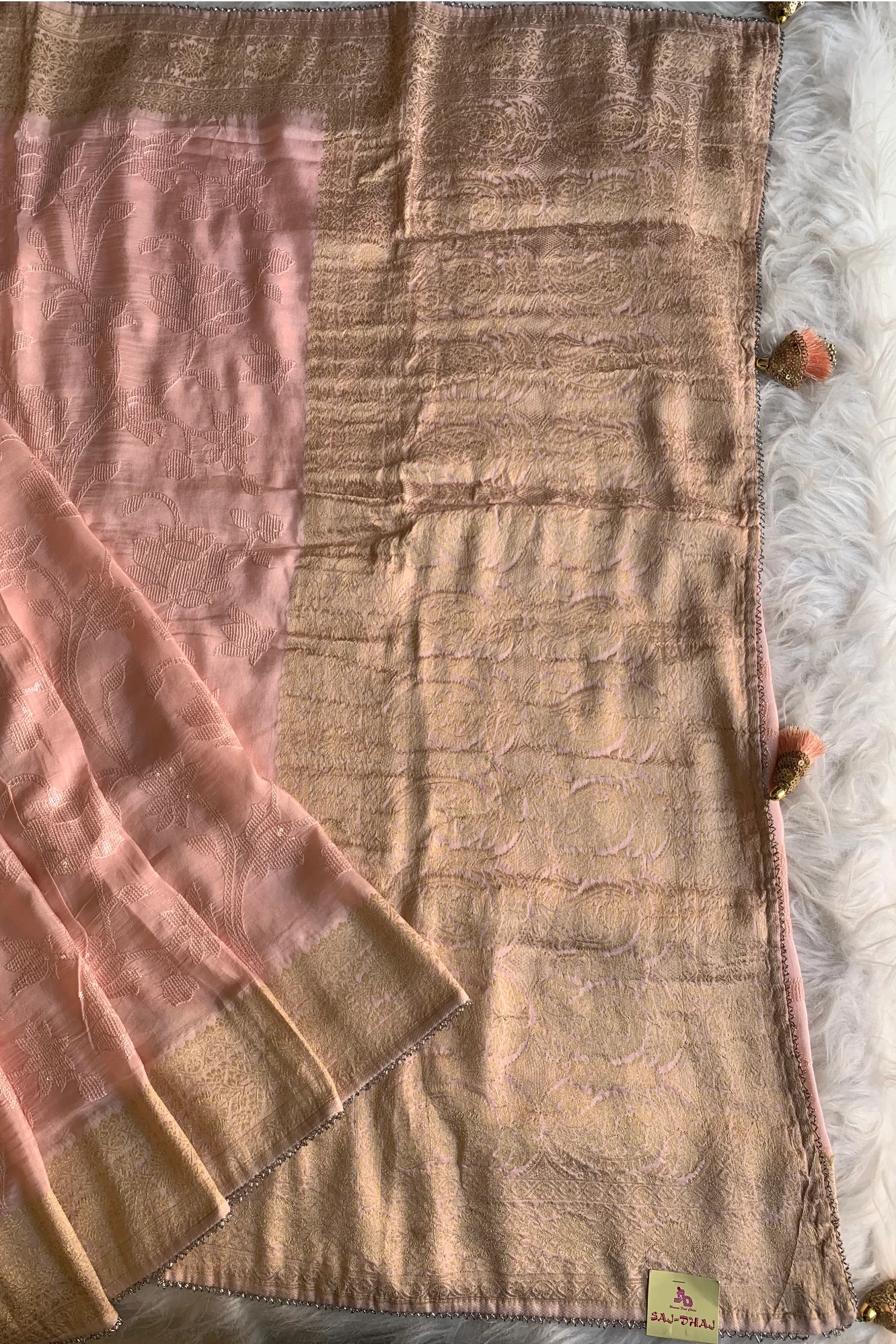 Peach Russian Silk Saree 4669 07