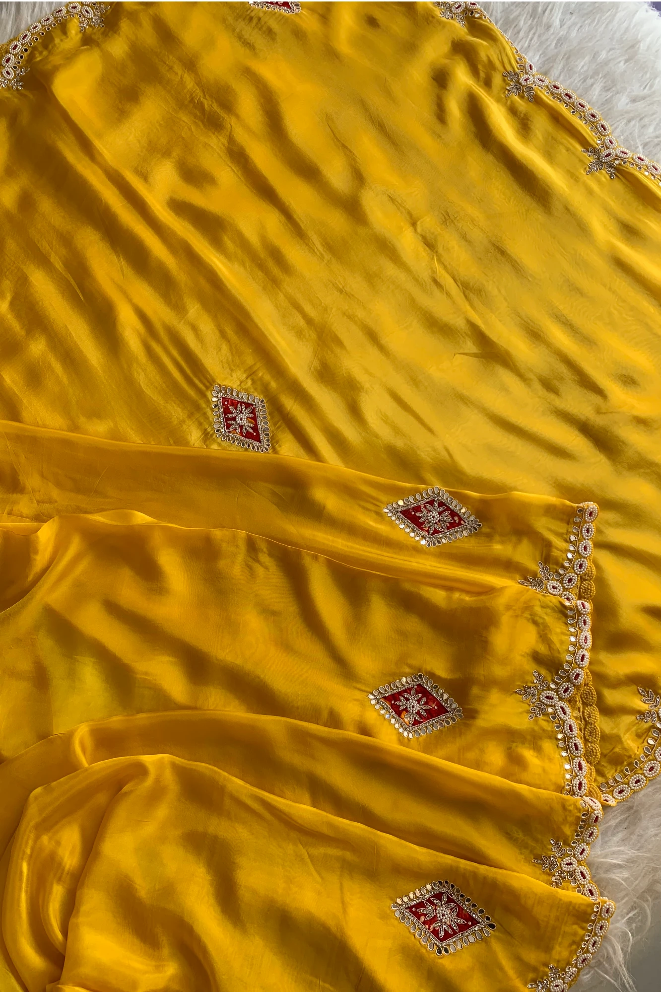 Yellow Habutai Silk Saree 5254 01