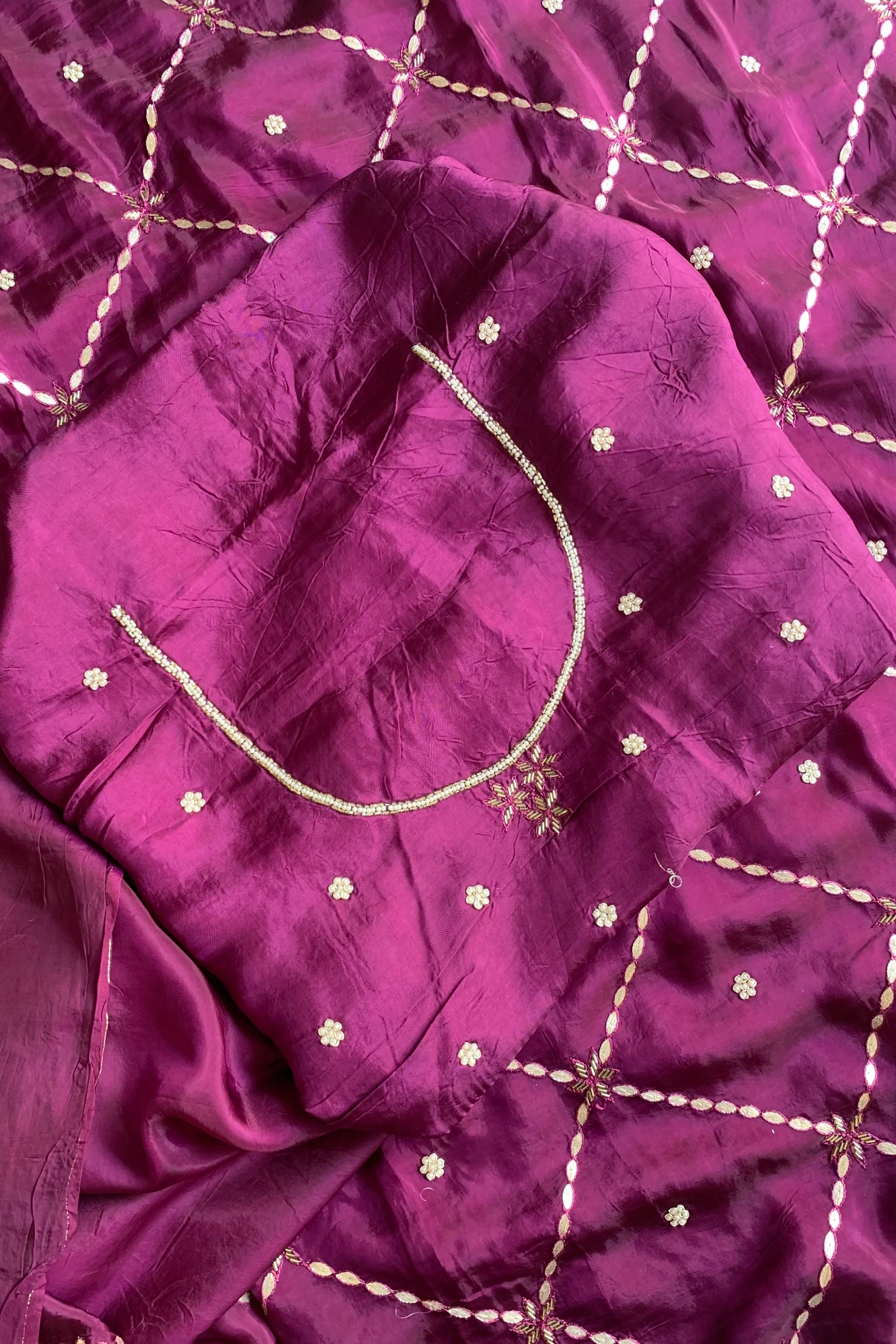 Purple Gota Jaal Habutai Silk Saree 5700 03