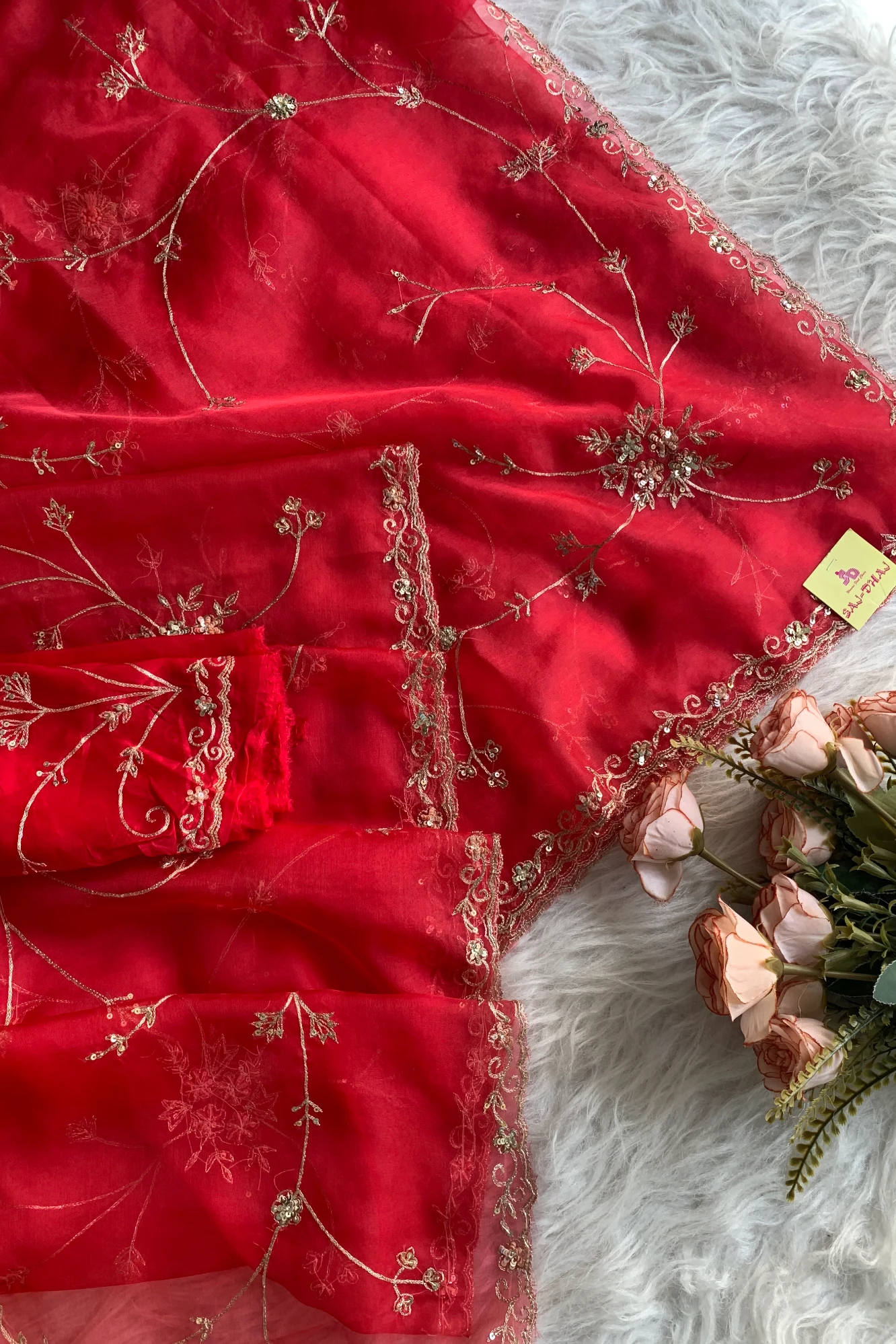 Red Organza Saree 5659 09