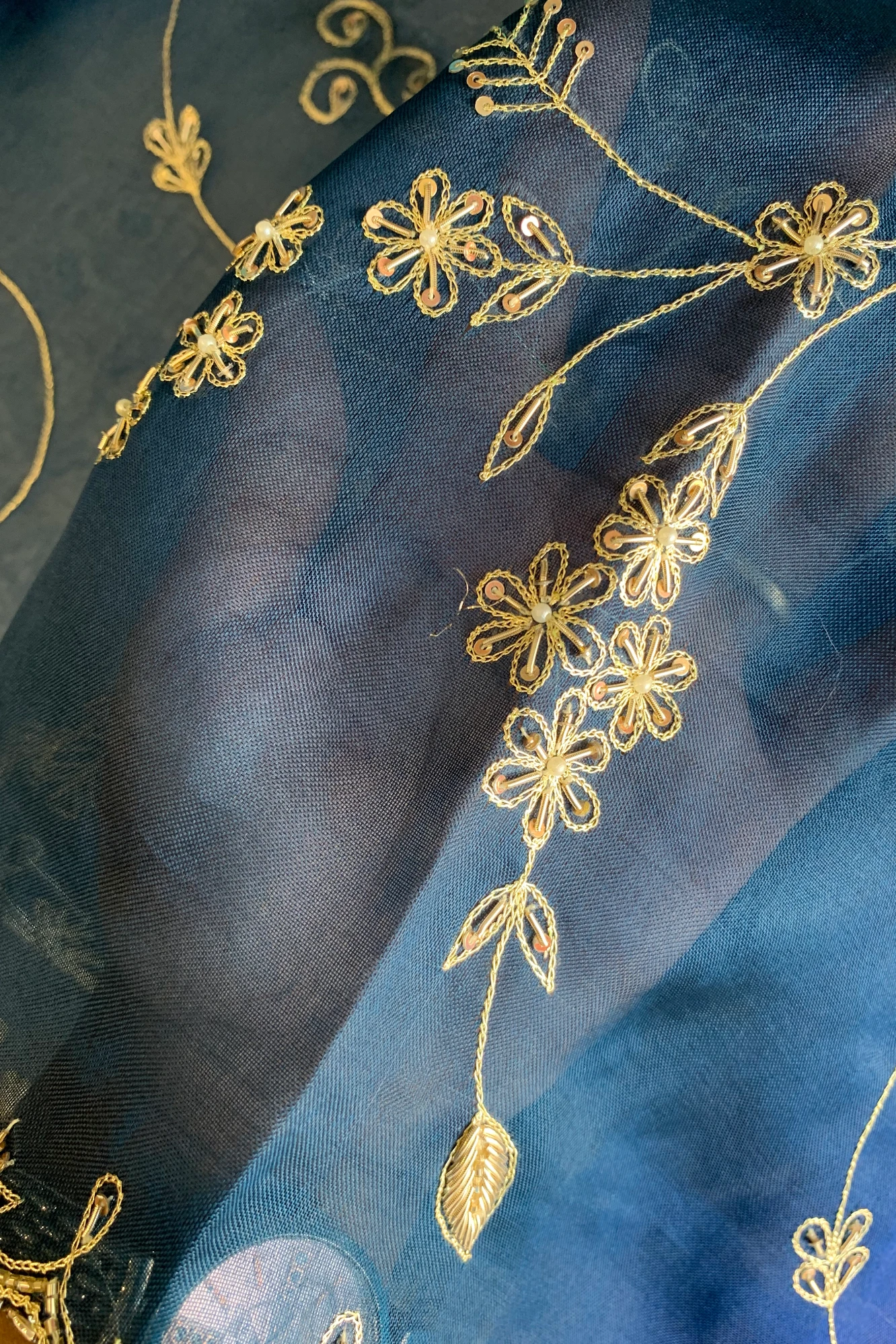 Blue Shaded Organza Saree 5853 03