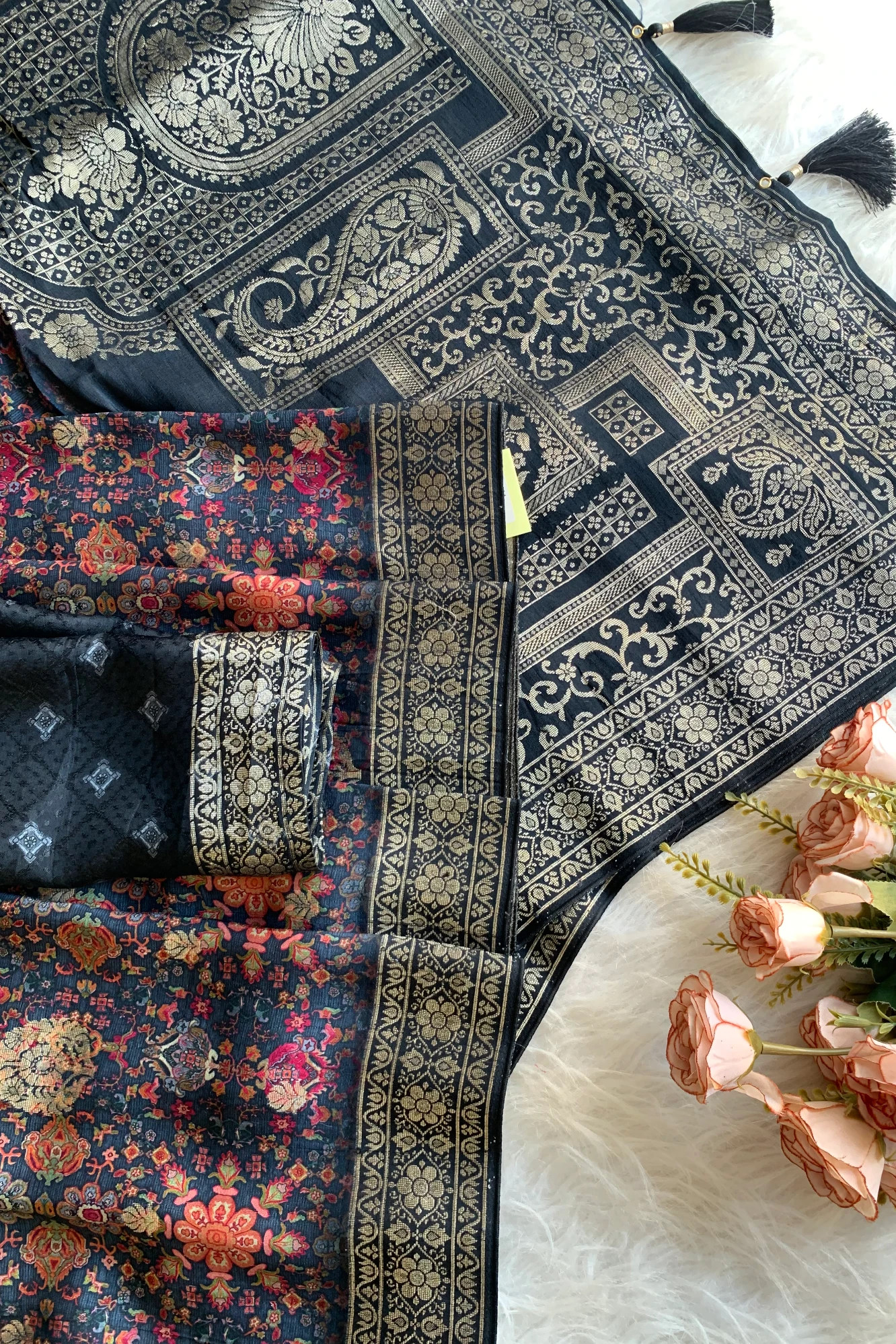Blue & Black Floral Banarasi Saree 5221 01