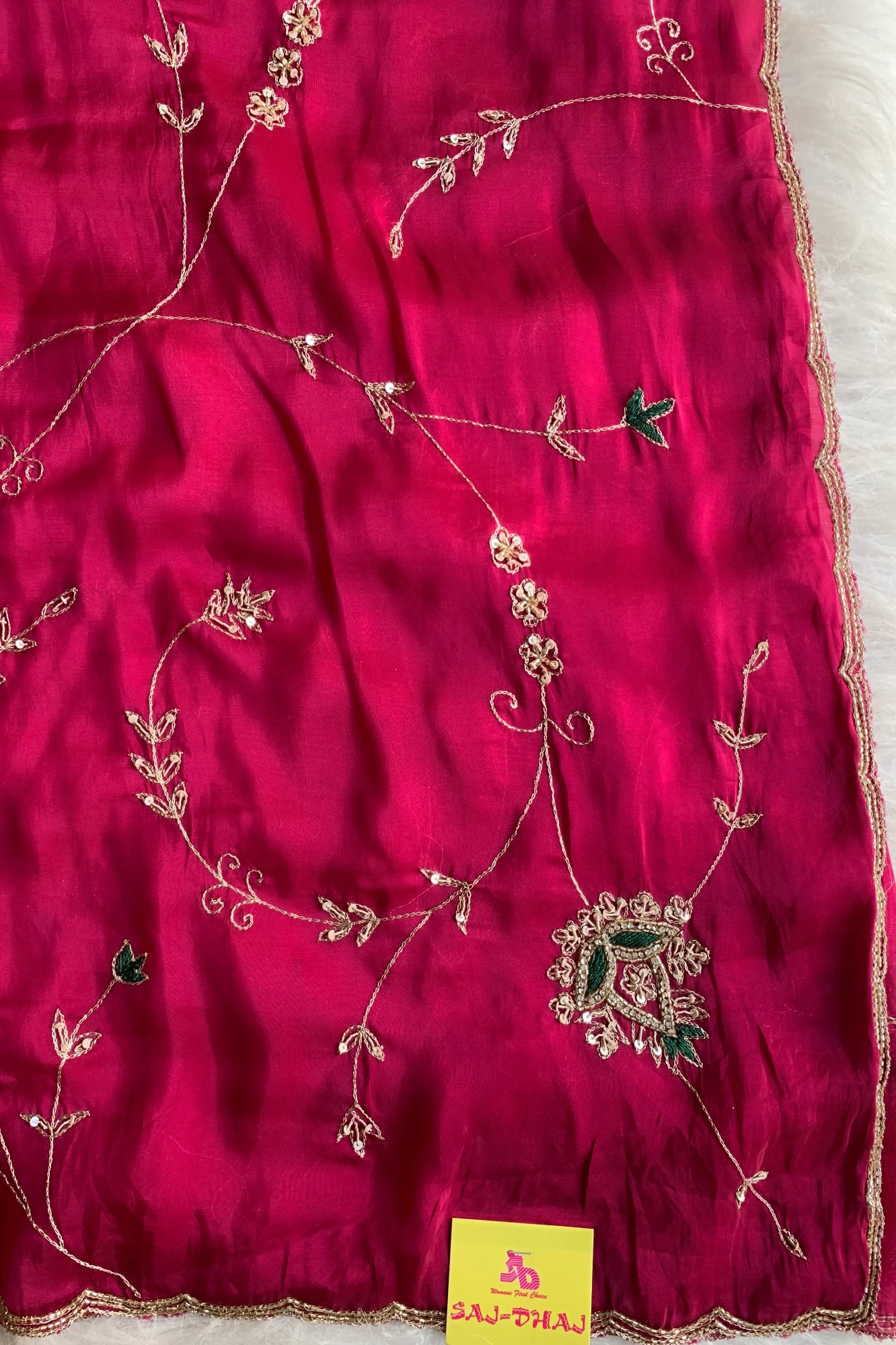 Rani Pink Habutai Silk Saree 5765 02