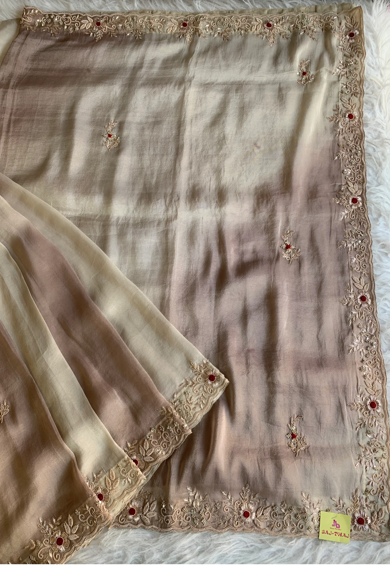 Mauve & Off White Soft Tissue Saree 5647 08