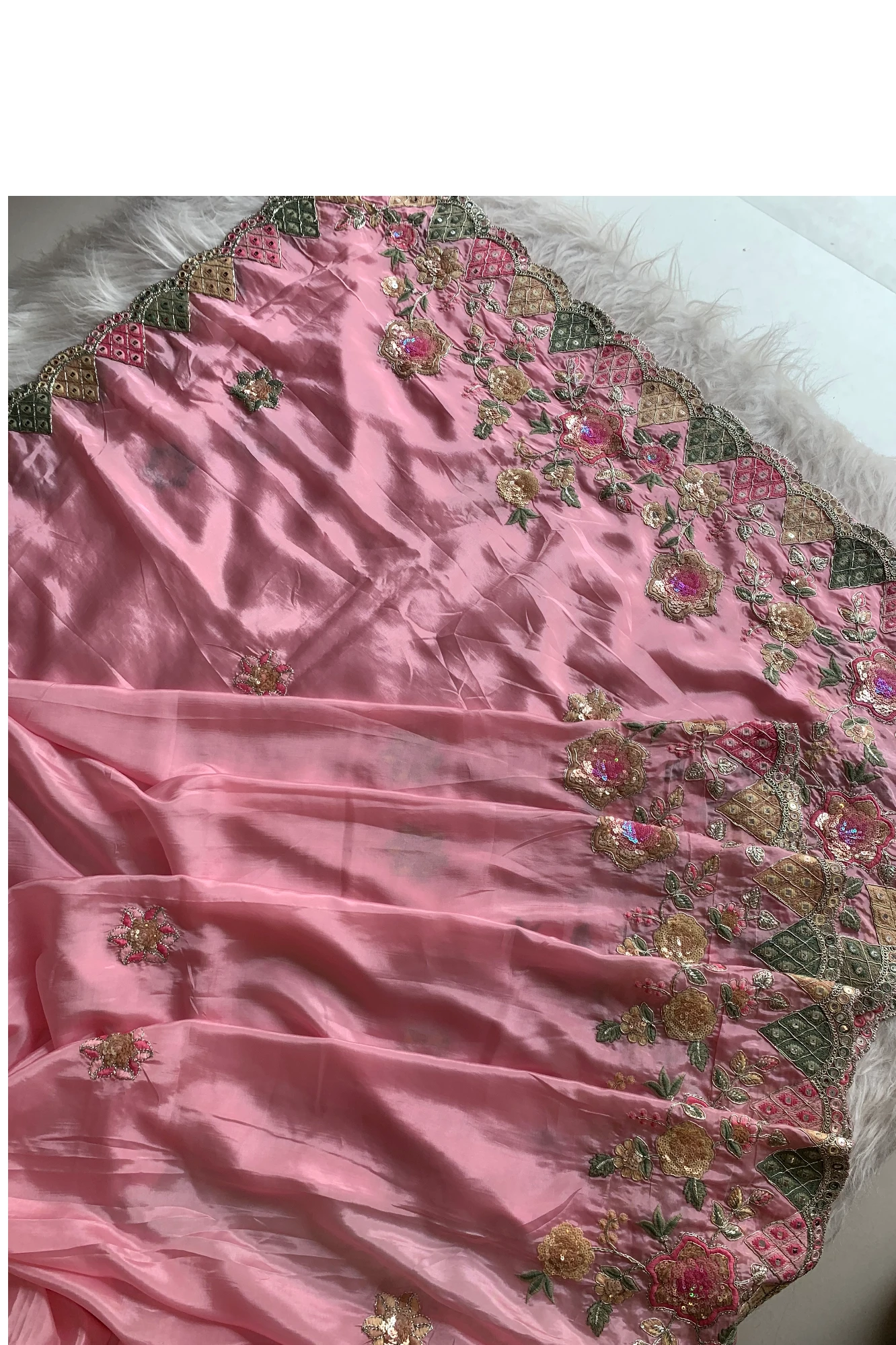 Baby Pink Habutai Silk Saree 5786 13