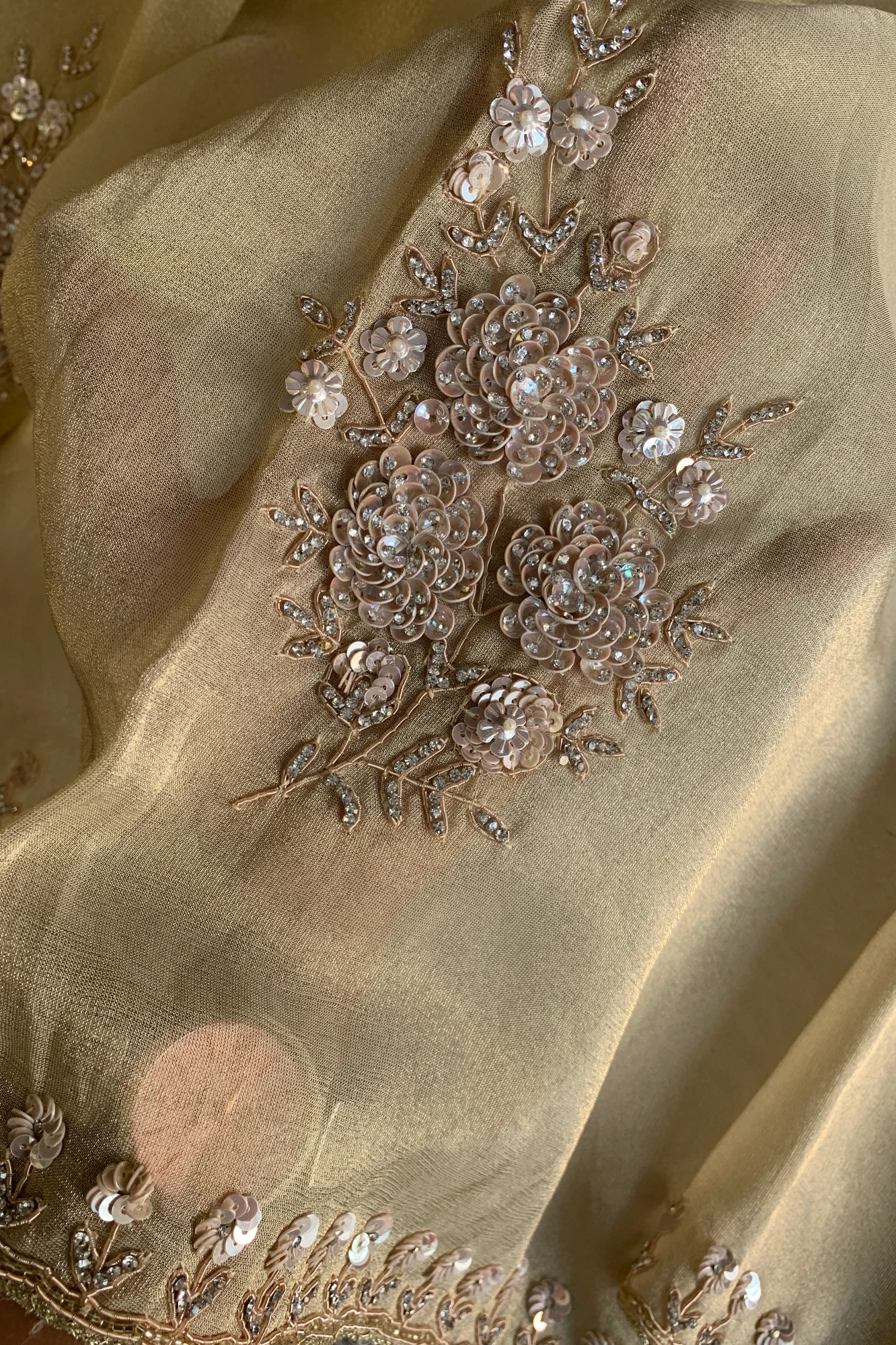 Butter Color Embellished Organza Saree 5755 15