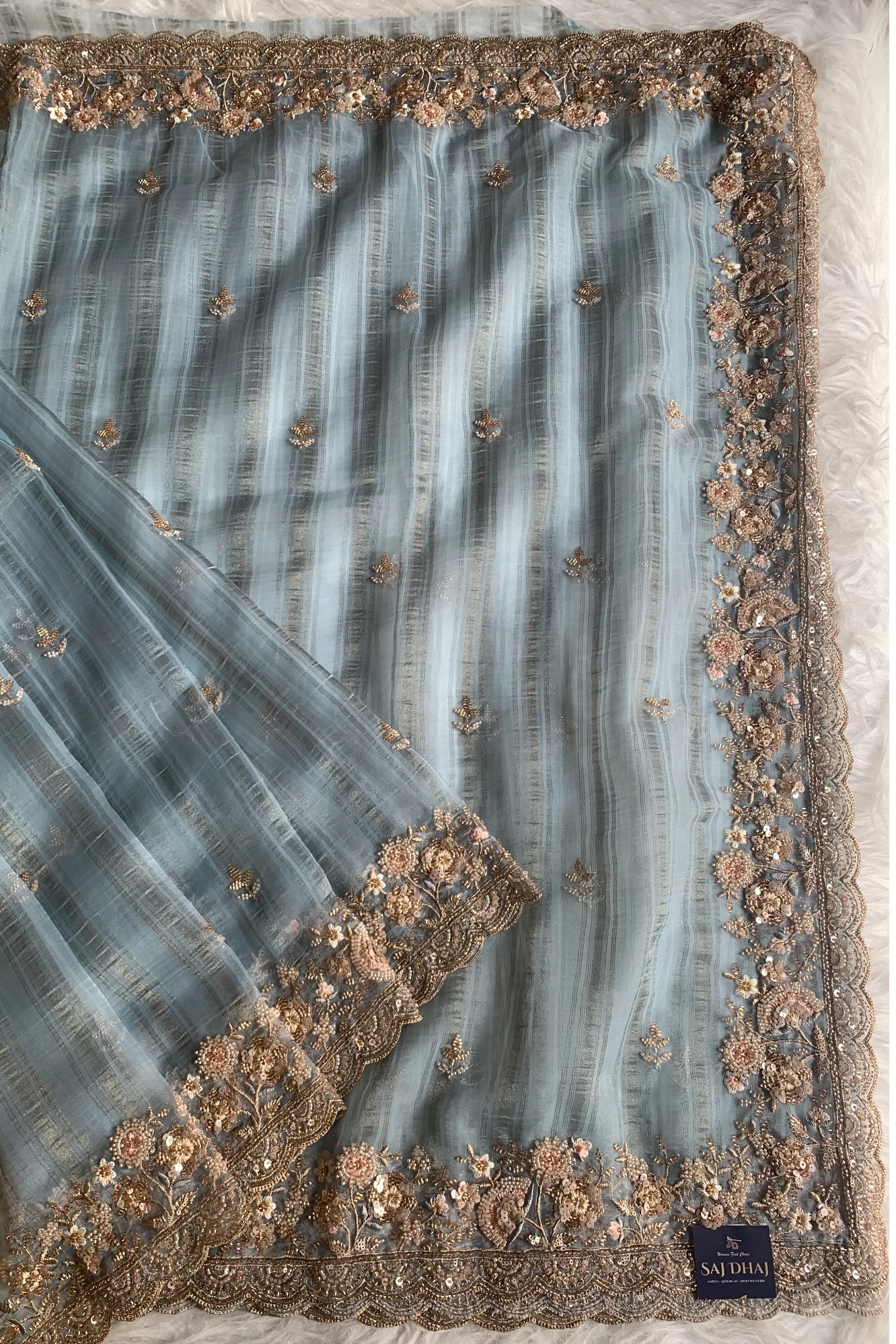 Sky Blue Organza Saree 5820 01