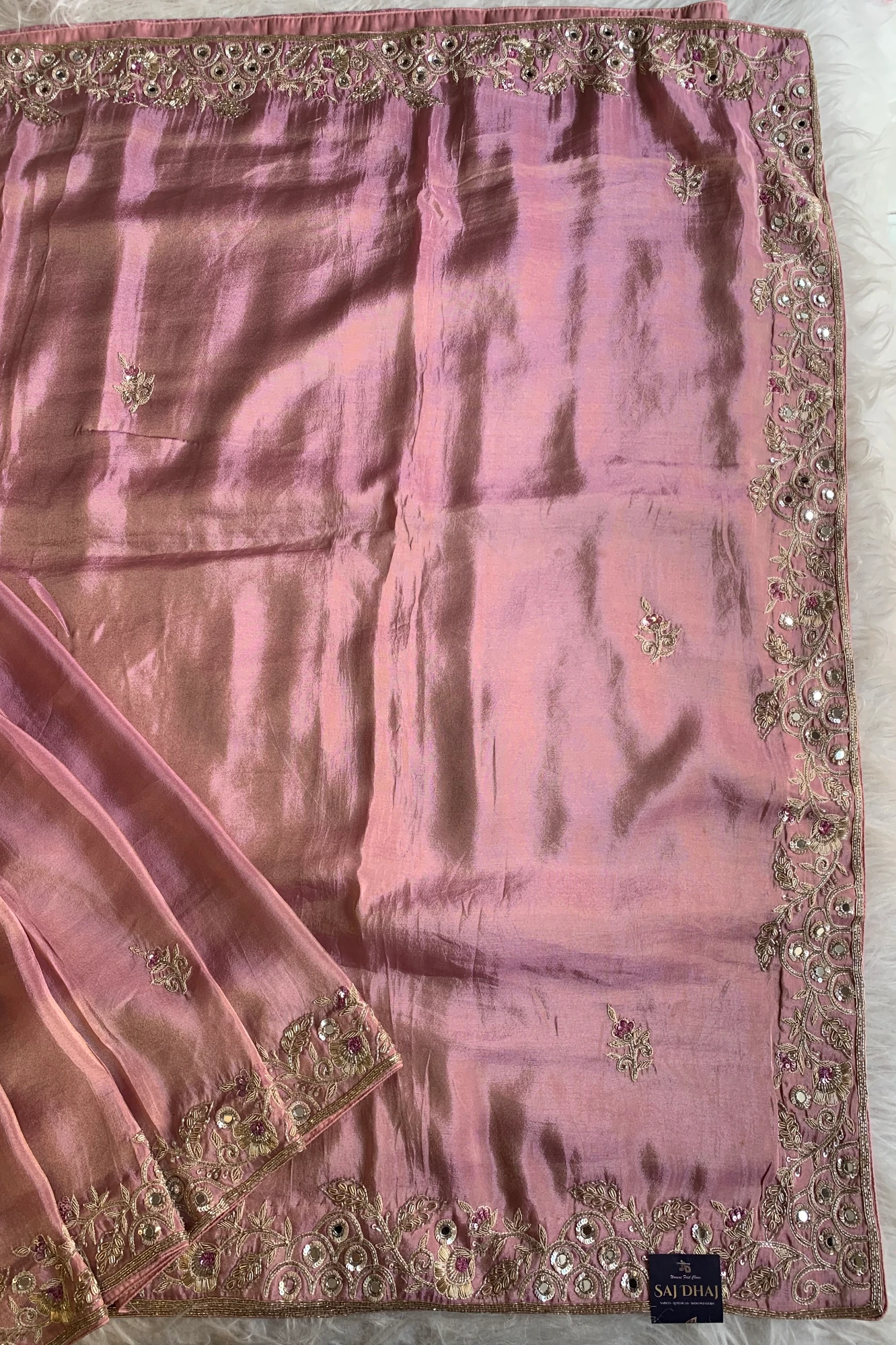 Pink Embellished Tissue Saree 5792 02