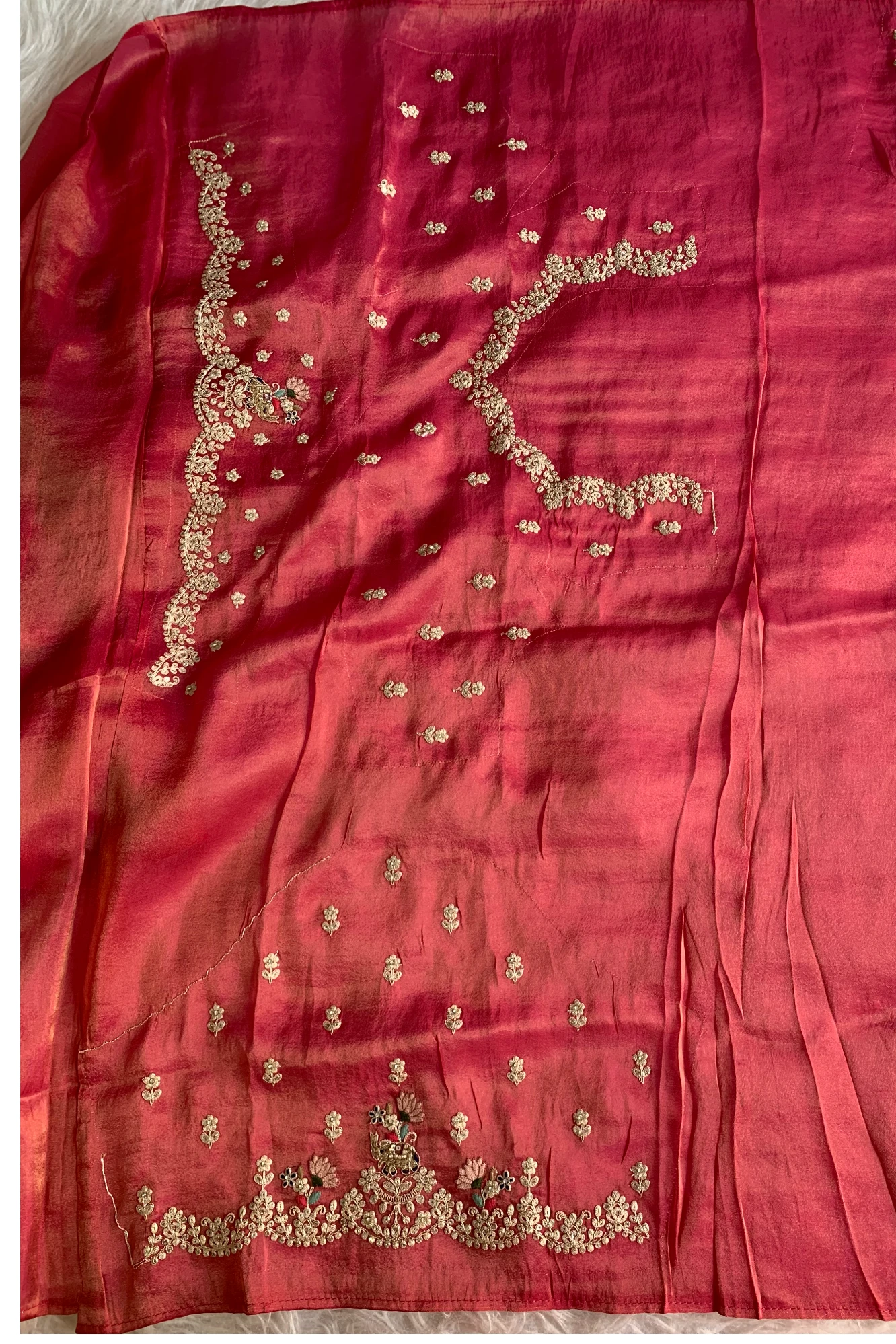 Red Pink Tissue Saree 5777 07