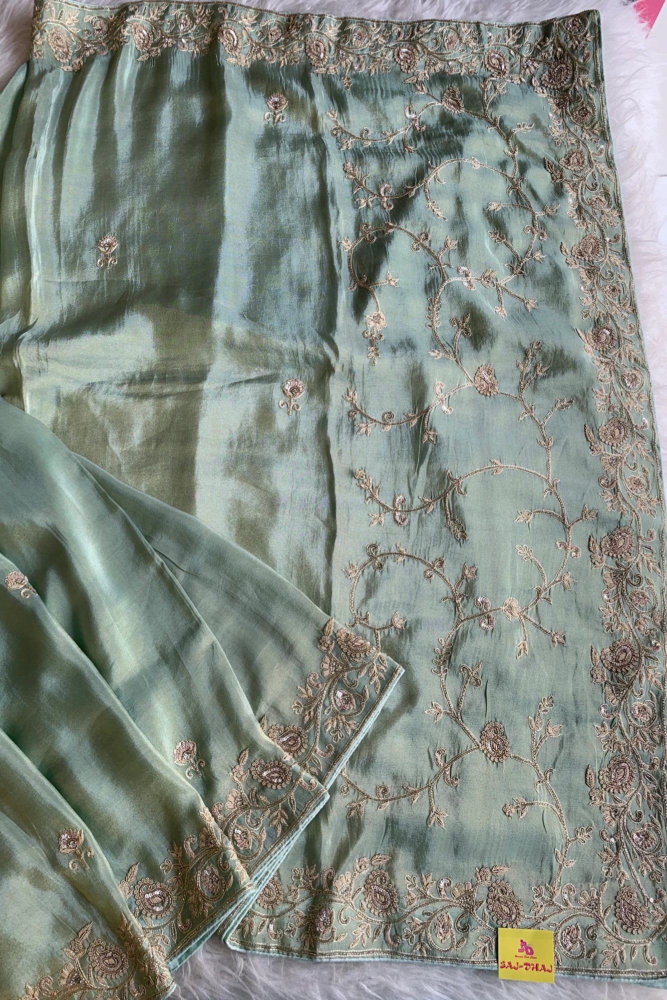 Pista Green Tissue Saree 5520 06