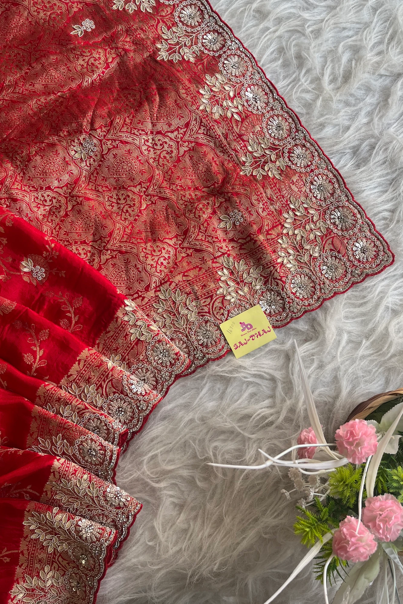 Red Banarasi Russian Silk Saree 5544 15