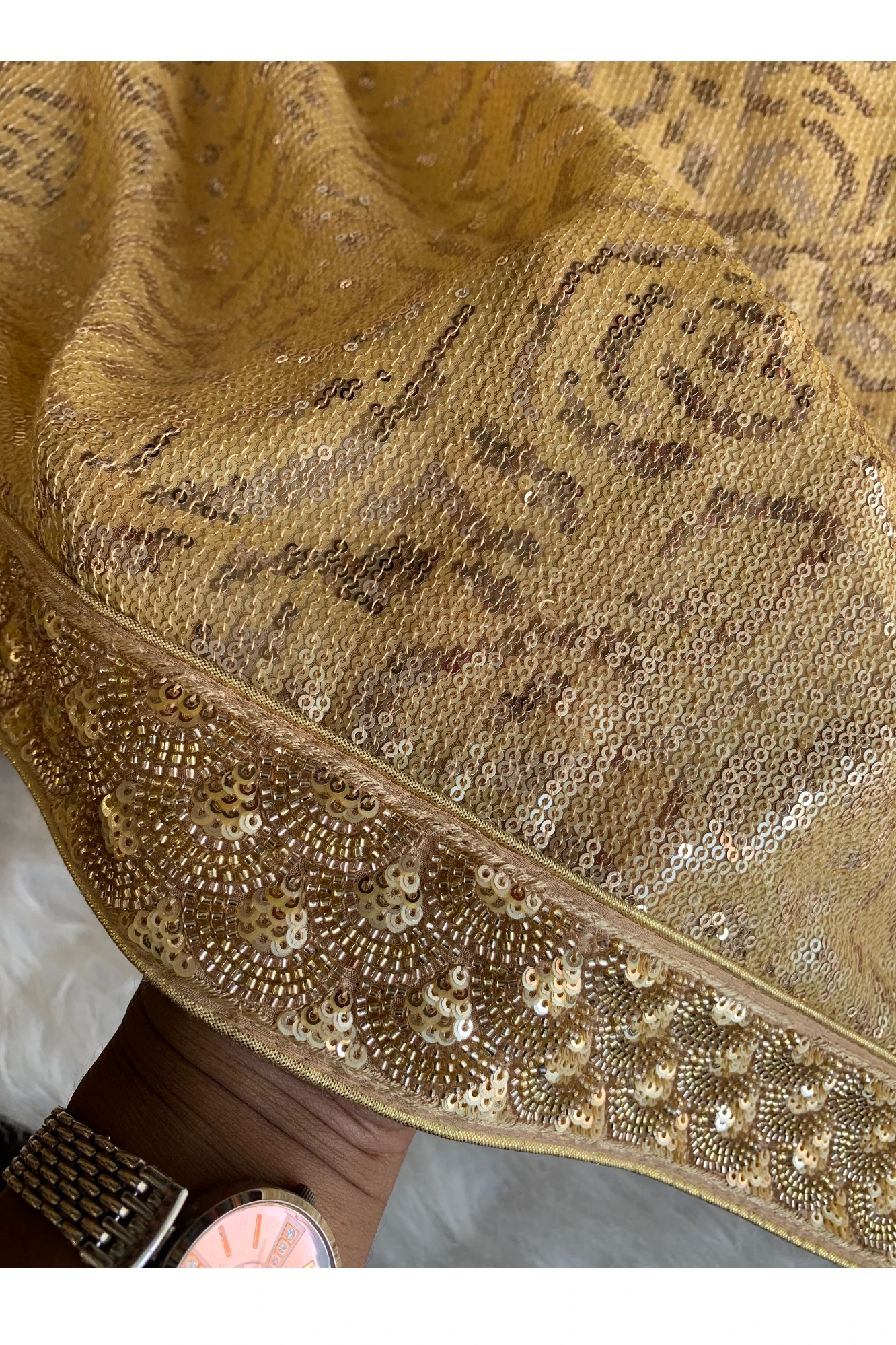 Gold Fancy Sequin Saree 5801 09