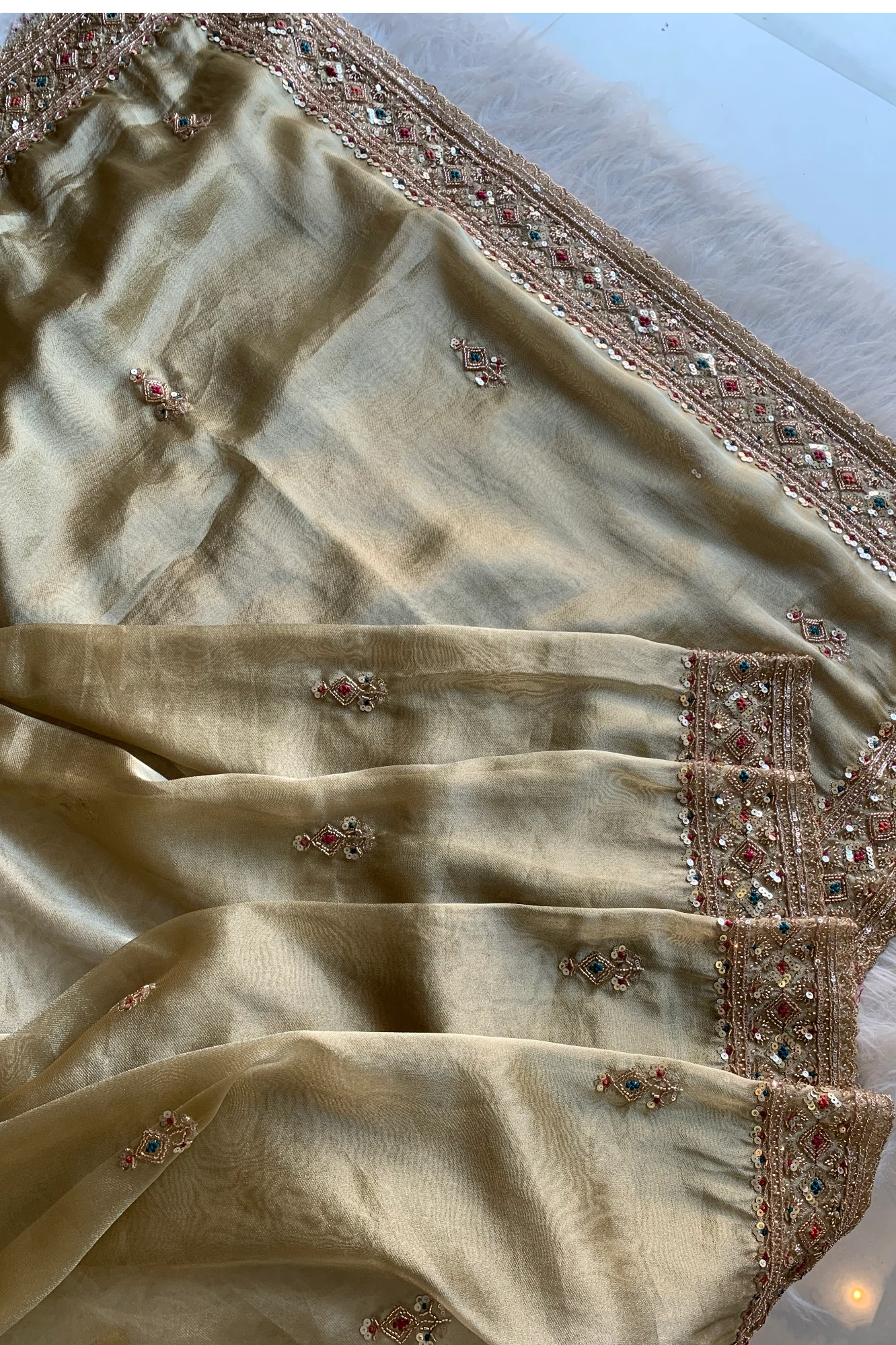 Beige Tissue Saree 5748 02