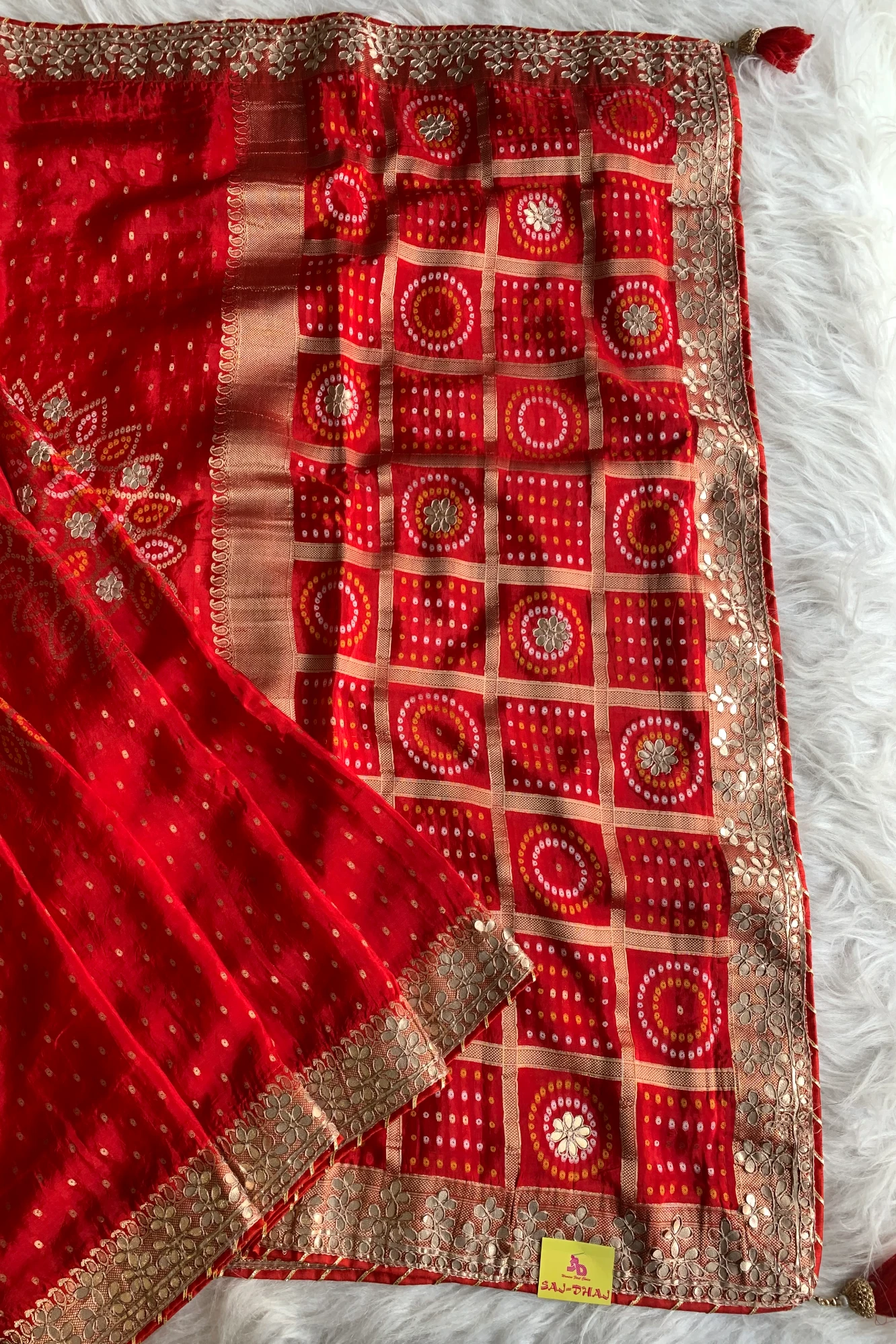 Red Bandhej Russian Silk Saree 5772 10