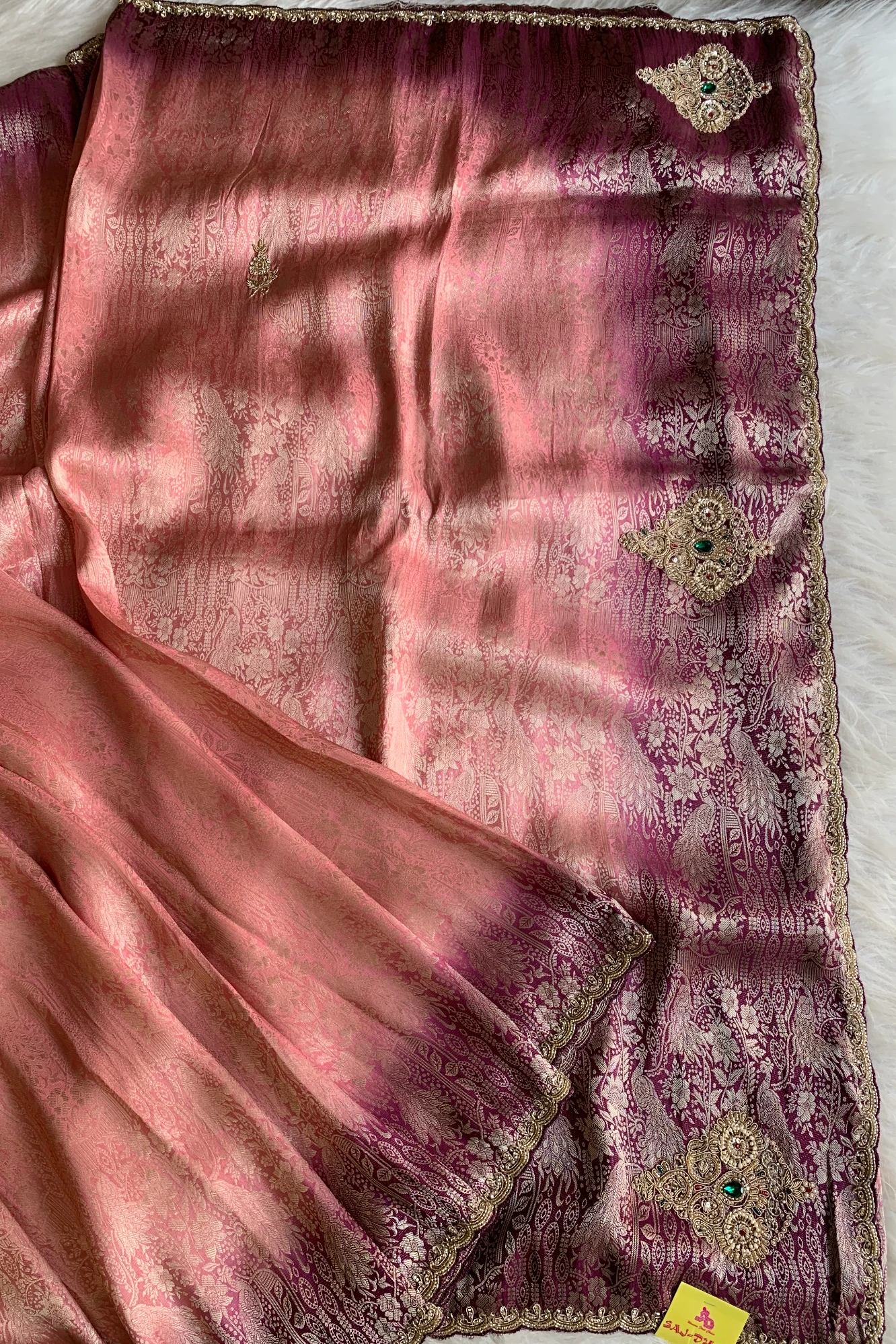 Blush Pink & Dark Pink Kanchipuram Silk Saree 5751 04