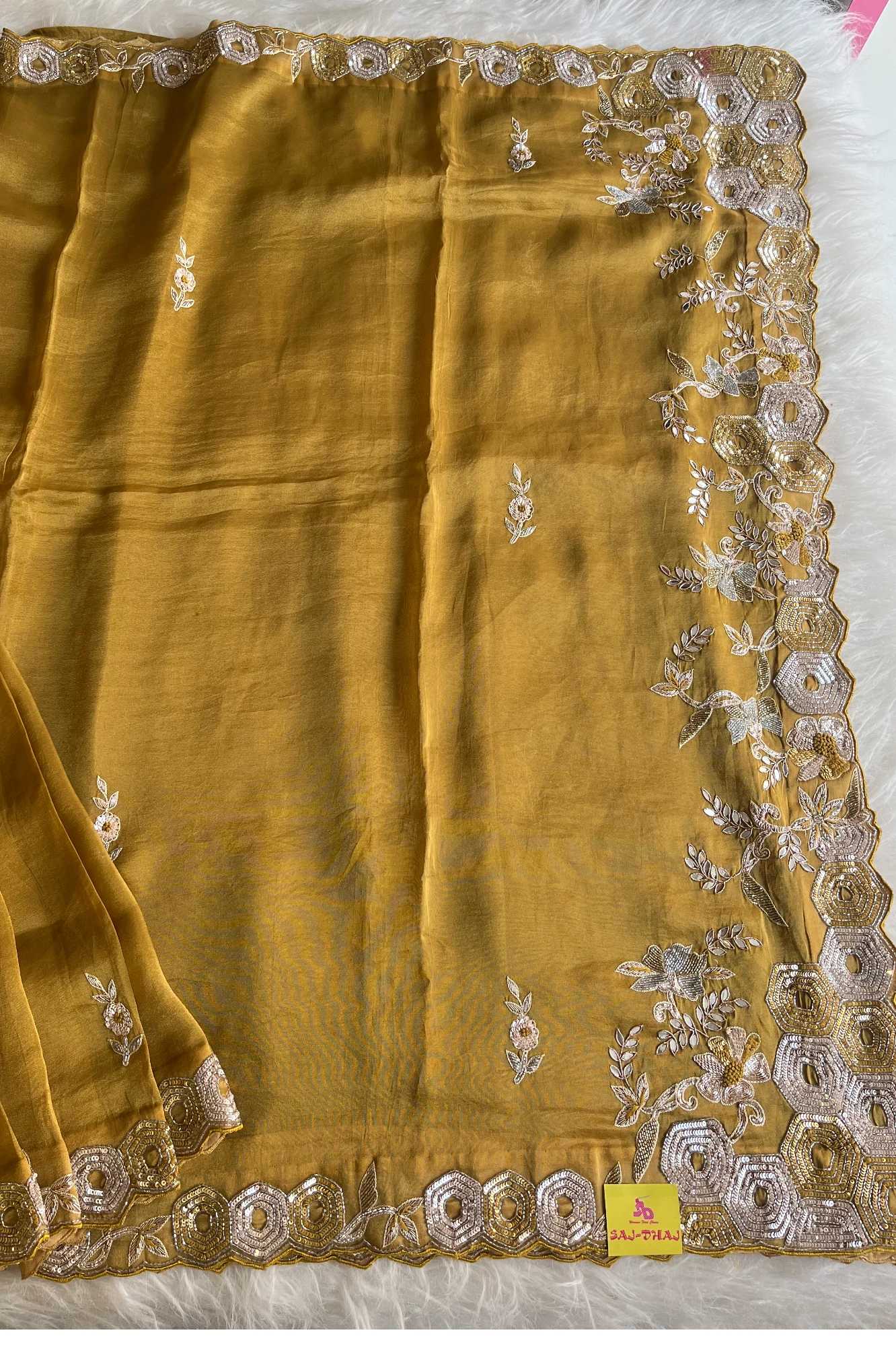 Yellow Tissue Designer Saree 5760 01