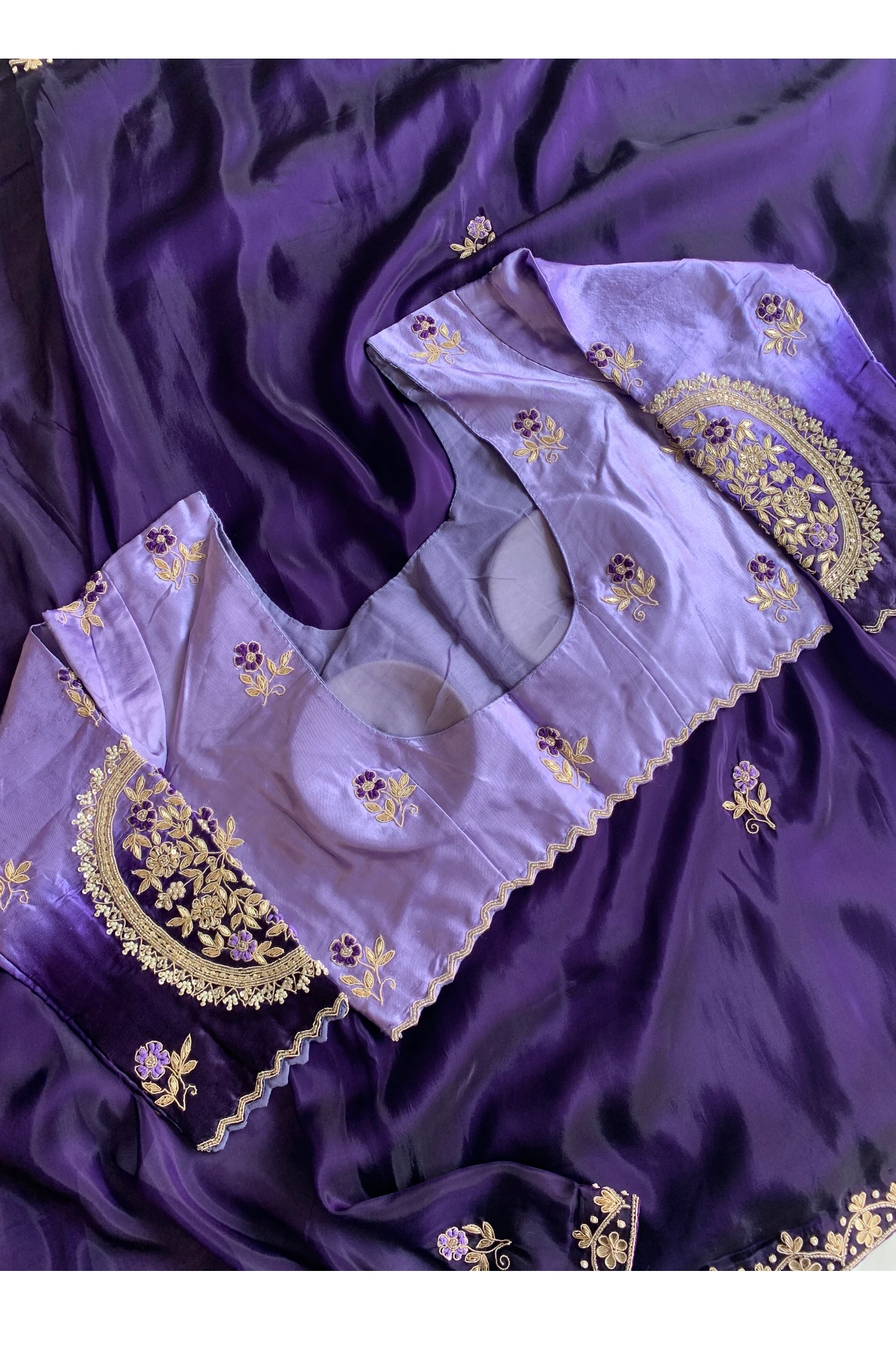 Purple Habutai Silk Saree 5651 22