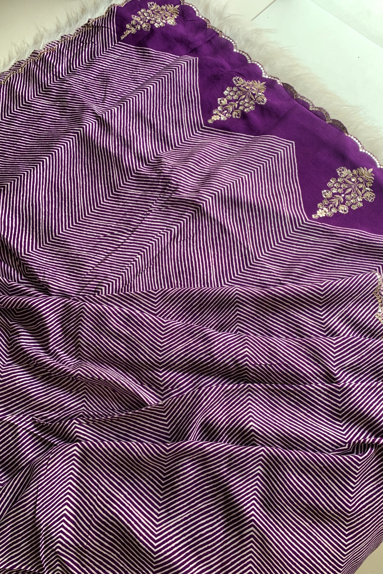 Purple Leheriya Russian Silk Saree 5755 06