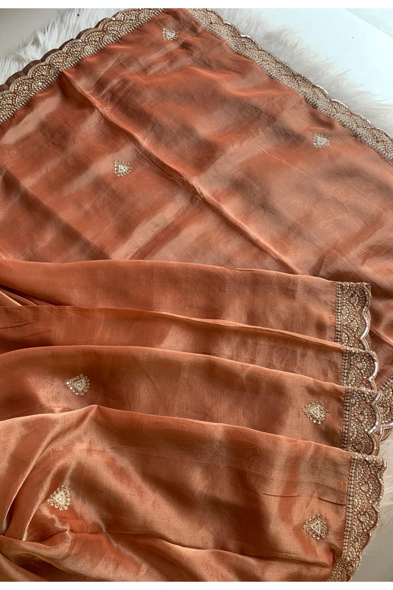 Rust Orange Tissue Silk Saree 5792 02