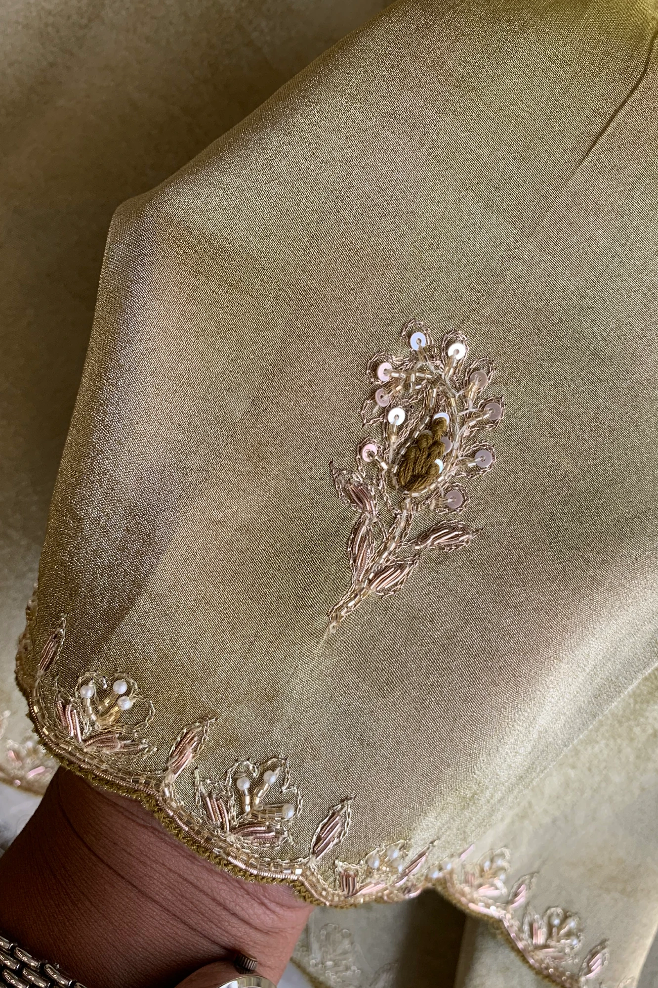 Cream Tissue Organza Saree 5640 05