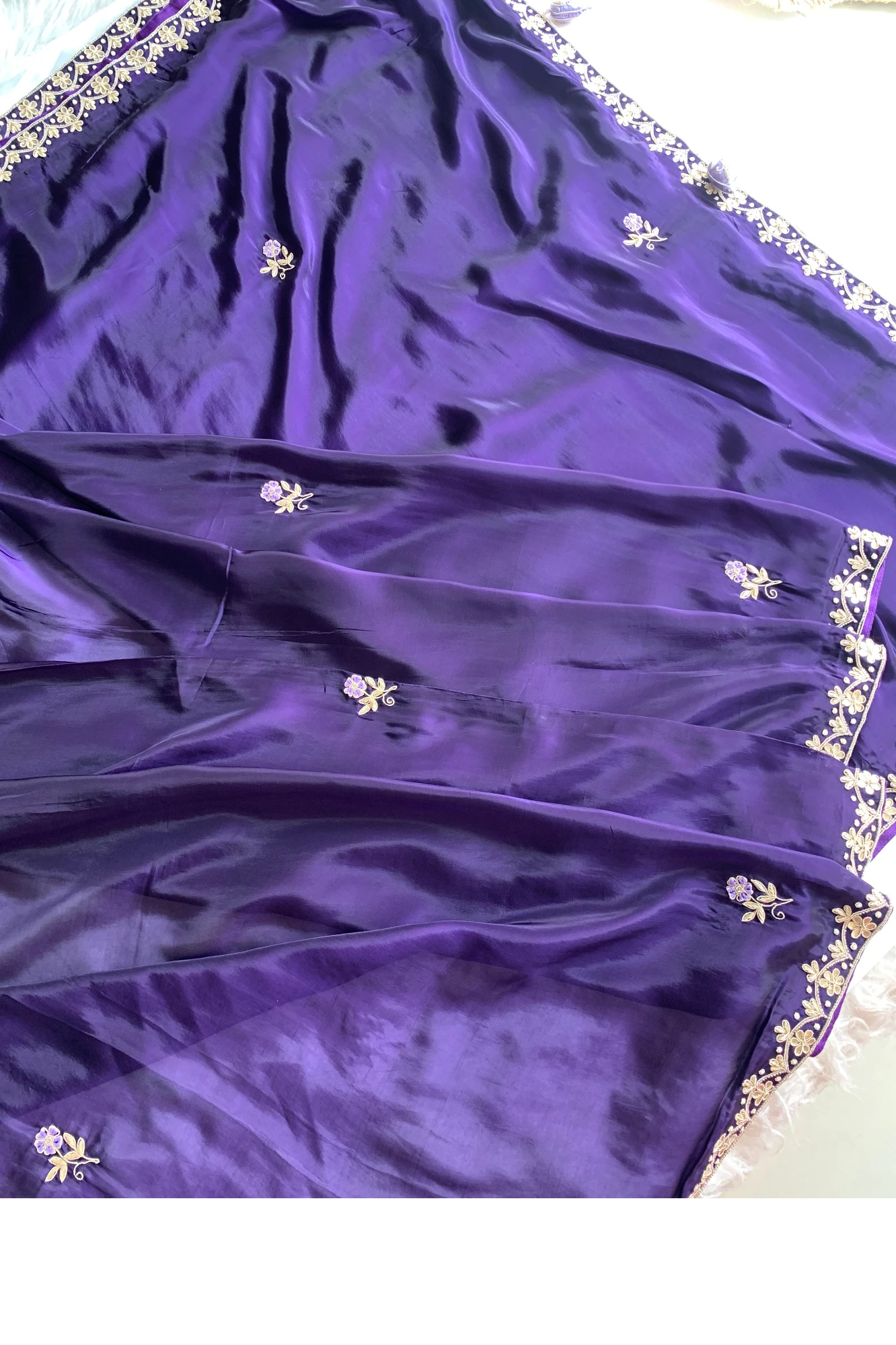Purple Habutai Silk Saree 5651 22