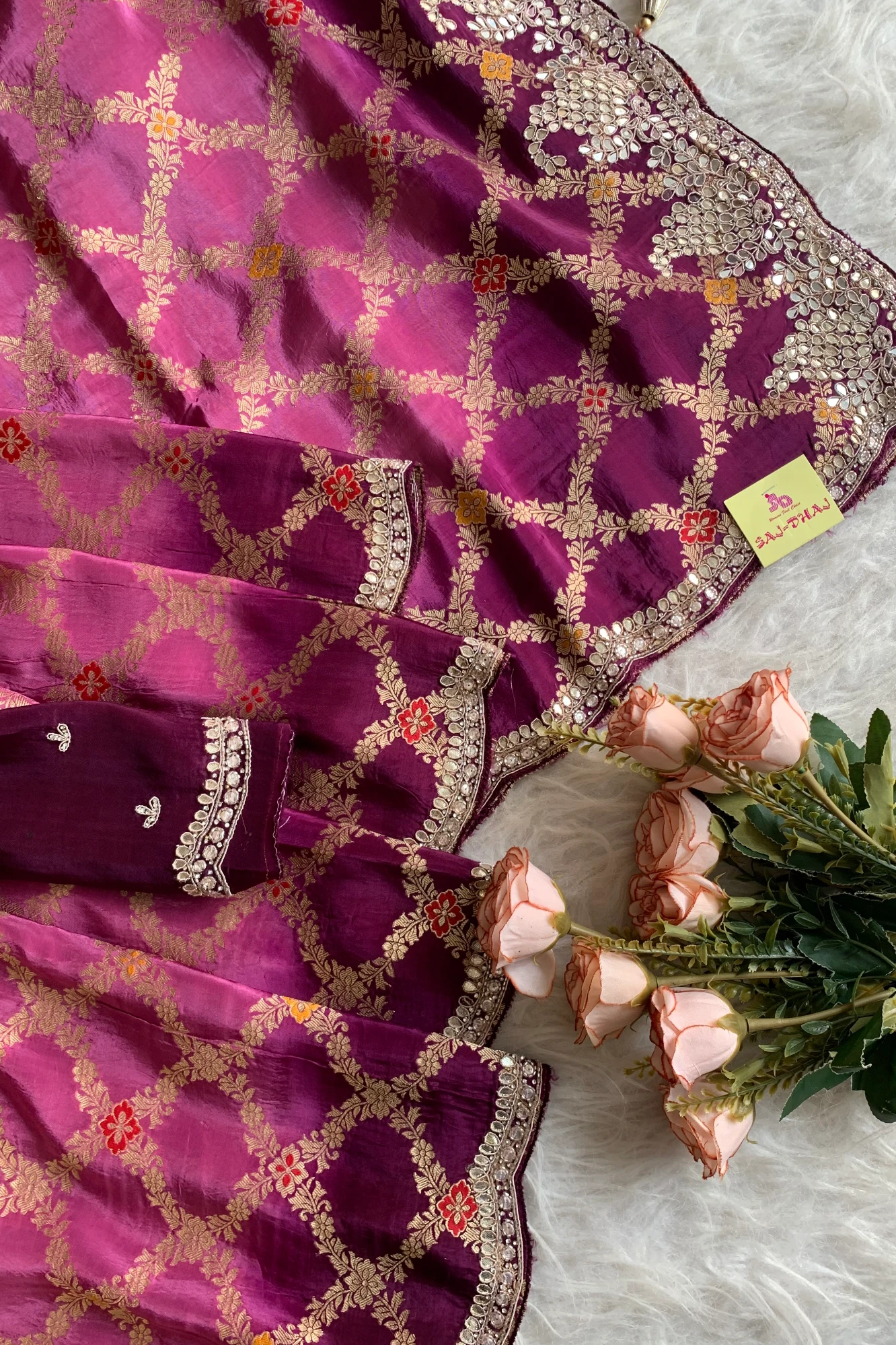 Purple Shaded Banarasi Silk Saree 5656 09