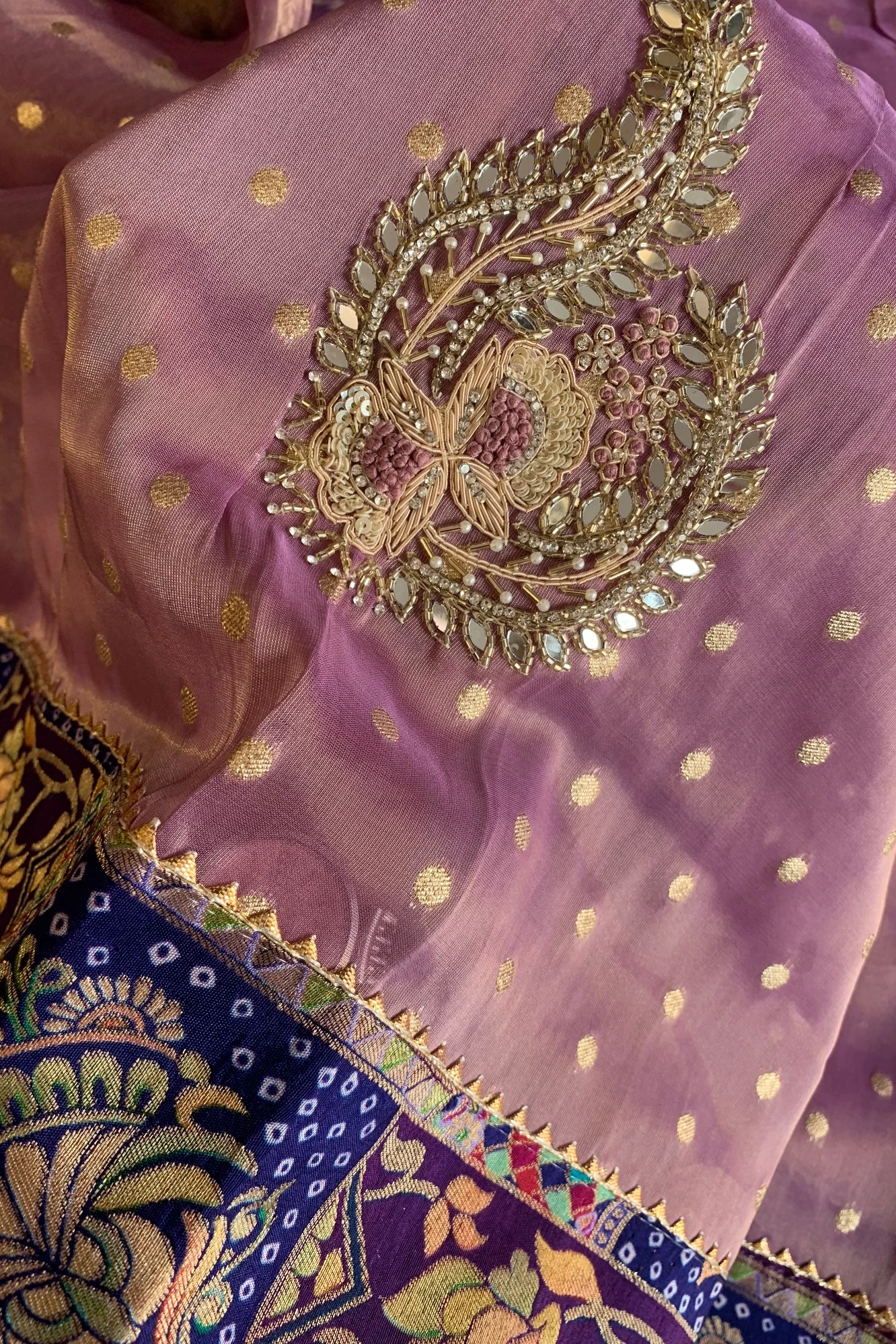 Light Purple Jamawar Border Tissue Saree 5763 08