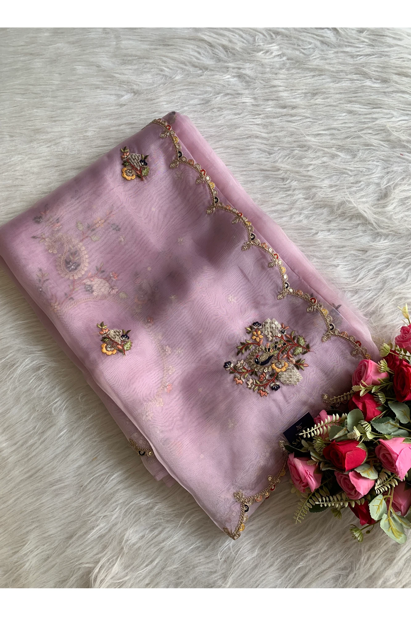 Light Lavender Tissue Organza Saree 5822 02