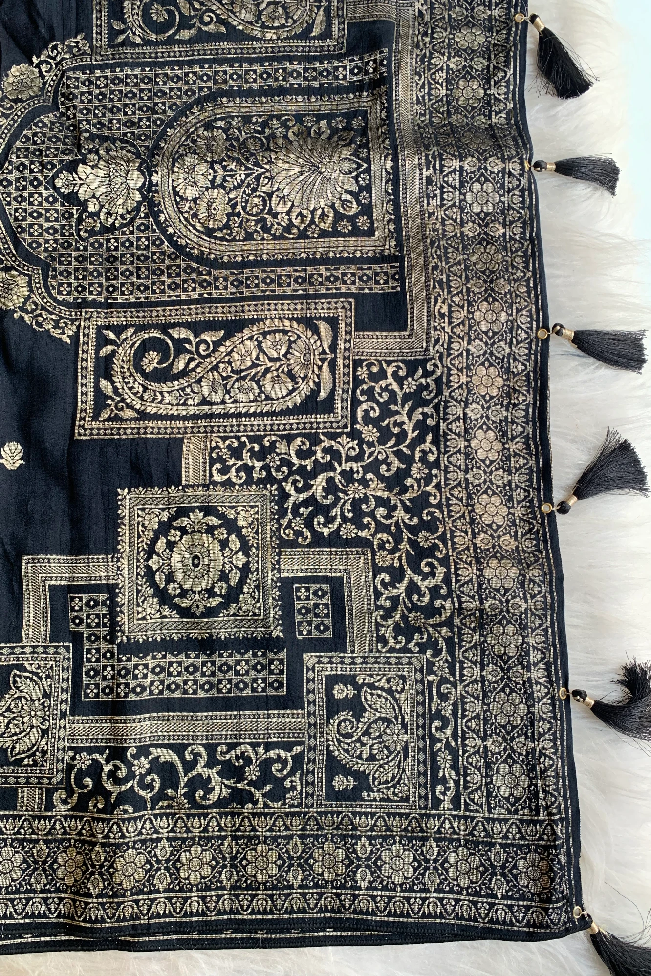 Blue & Black Floral Banarasi Saree 5221 01