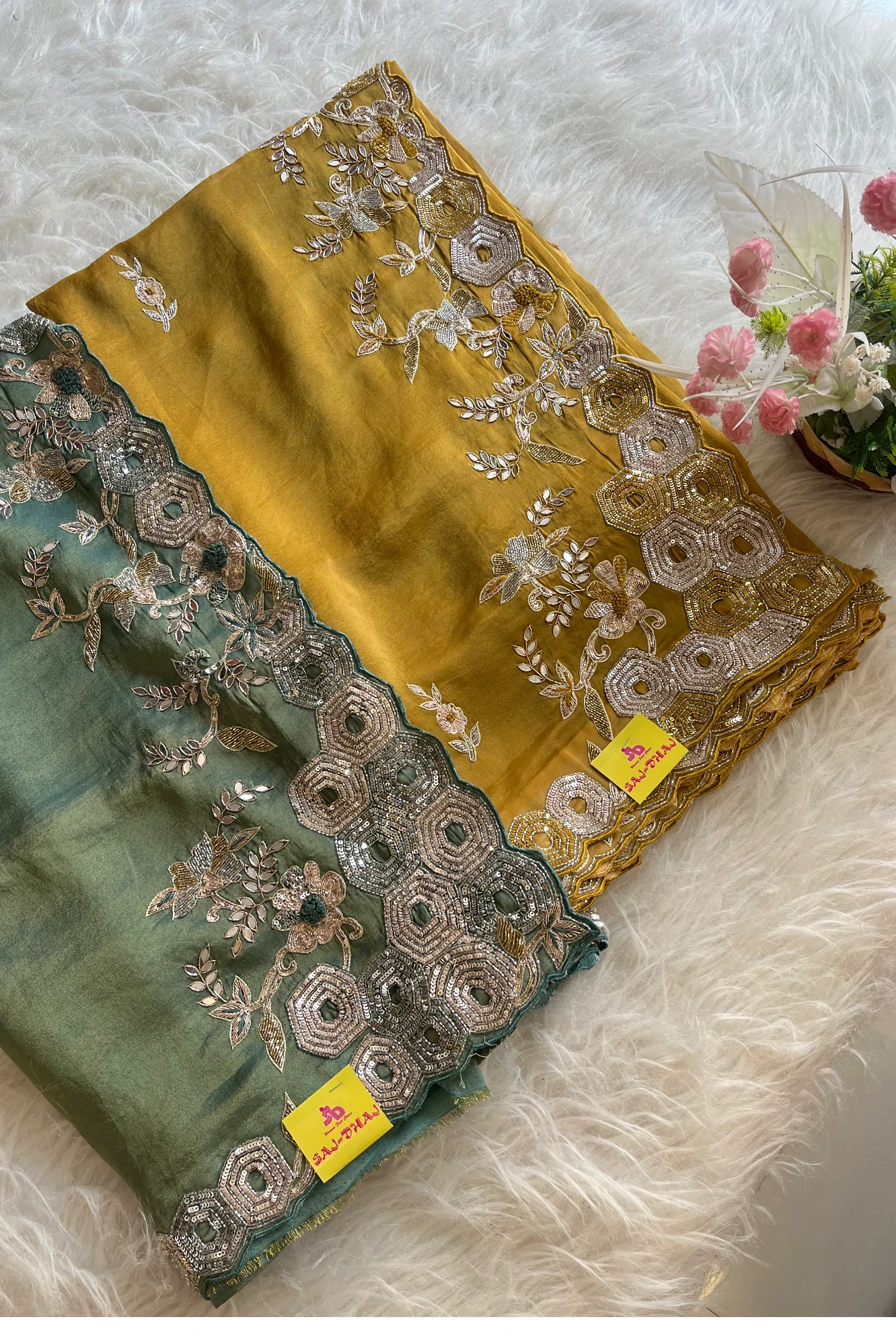 Yellow Tissue Designer Saree 5760 01