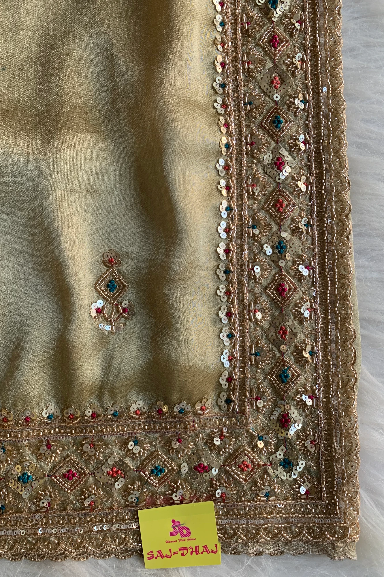 Beige Tissue Saree 5748 02