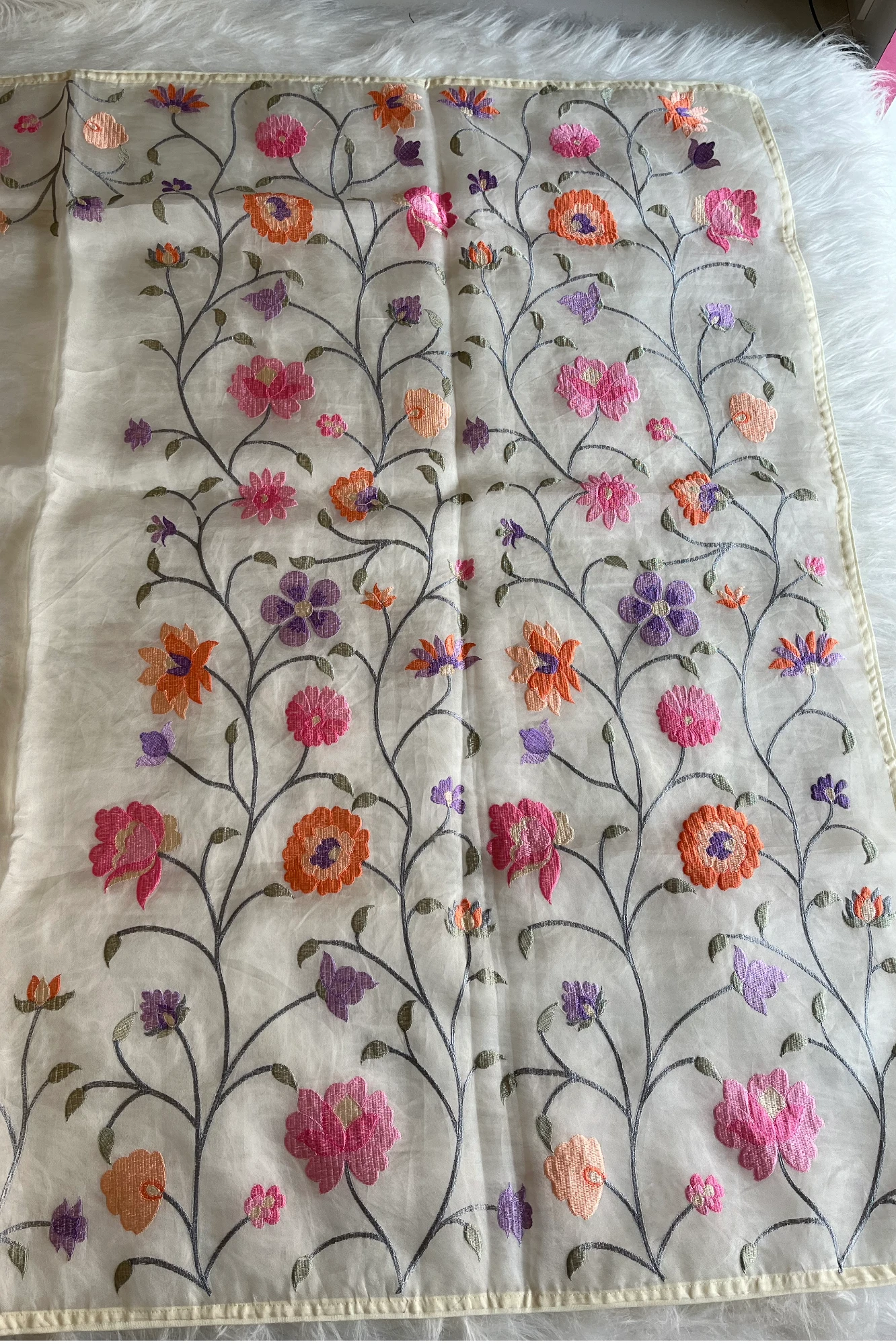White Kora Organza Saree 5781 10